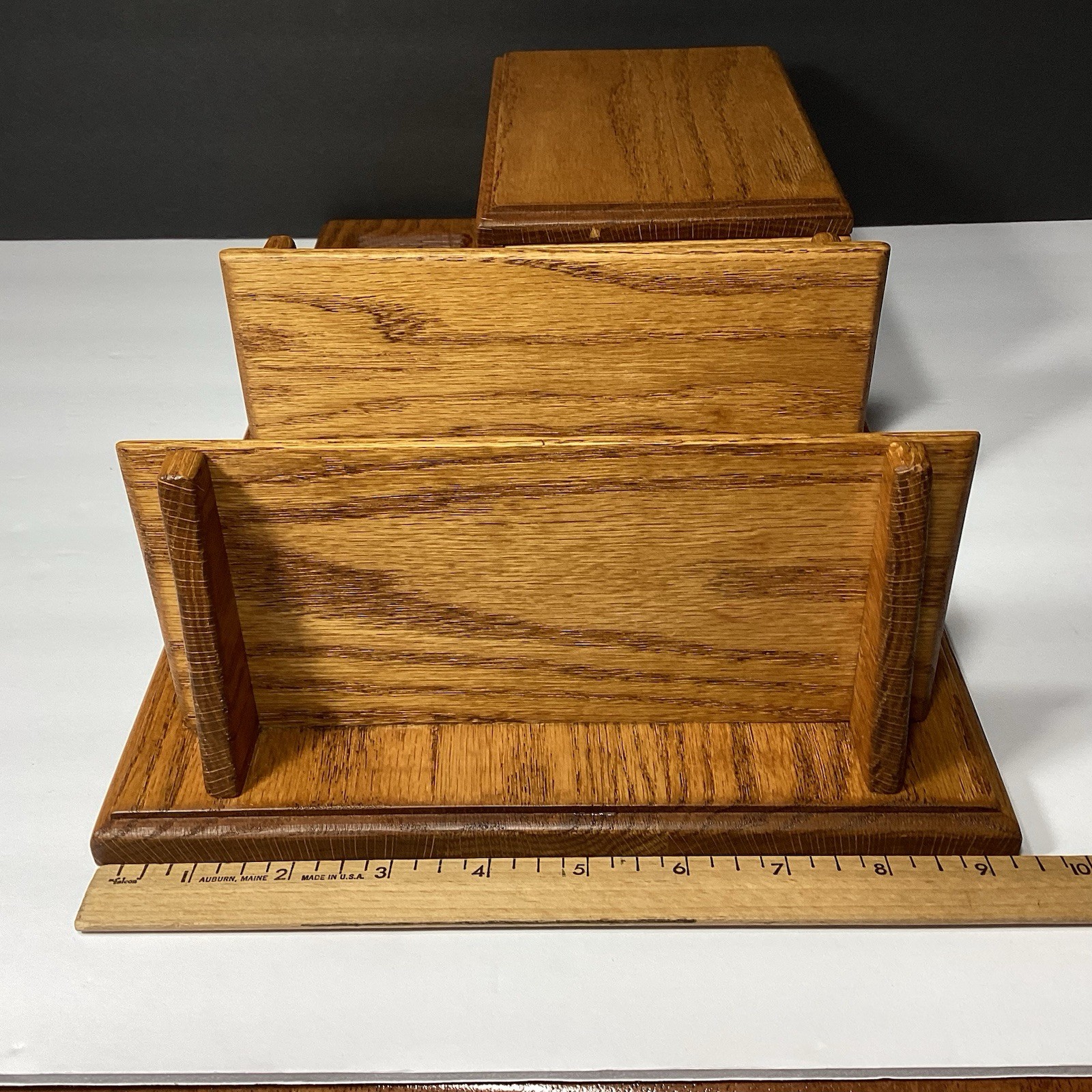 OOAK Handmade Vintage Mid Century Modern Solid Wood Desk Organizer W/ Box