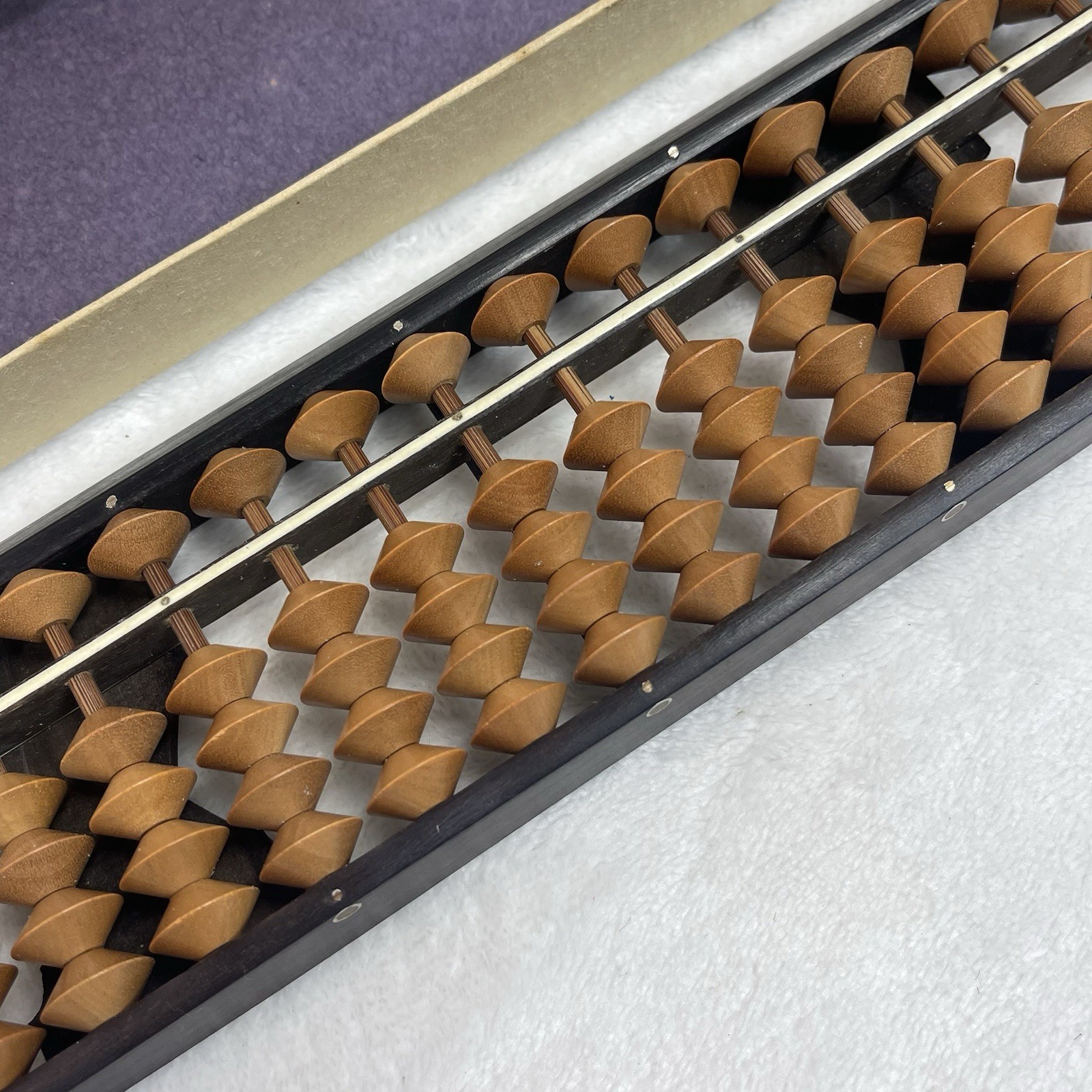 Vintage Soroban Abacus Calculator 27 Column Digit Orange Beads w Original Box