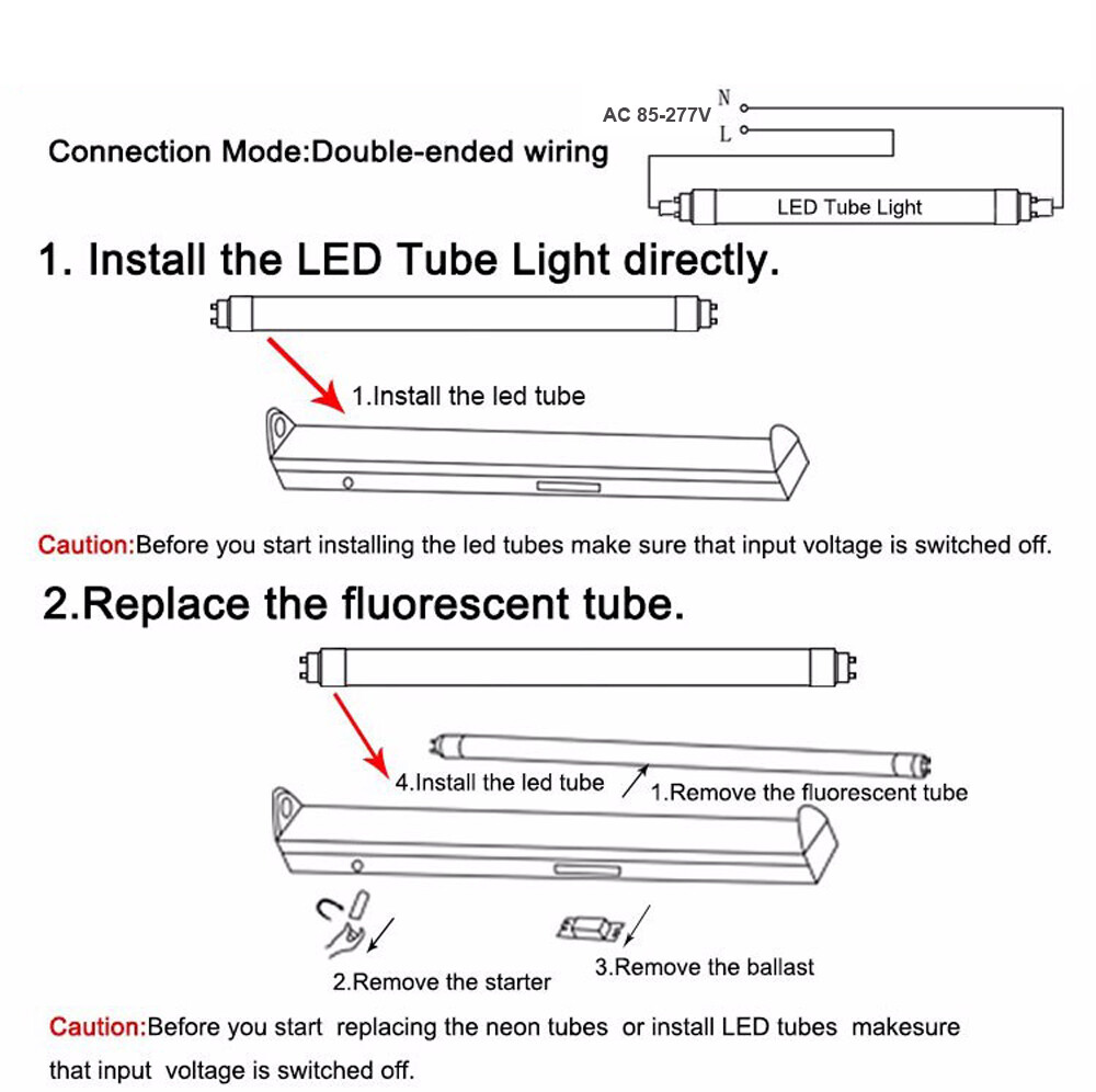4FT G13 Bi Pin LED Tube Light Bulbs 18W 22W 28W 4Foot Led Shop Light 5000K-6000K