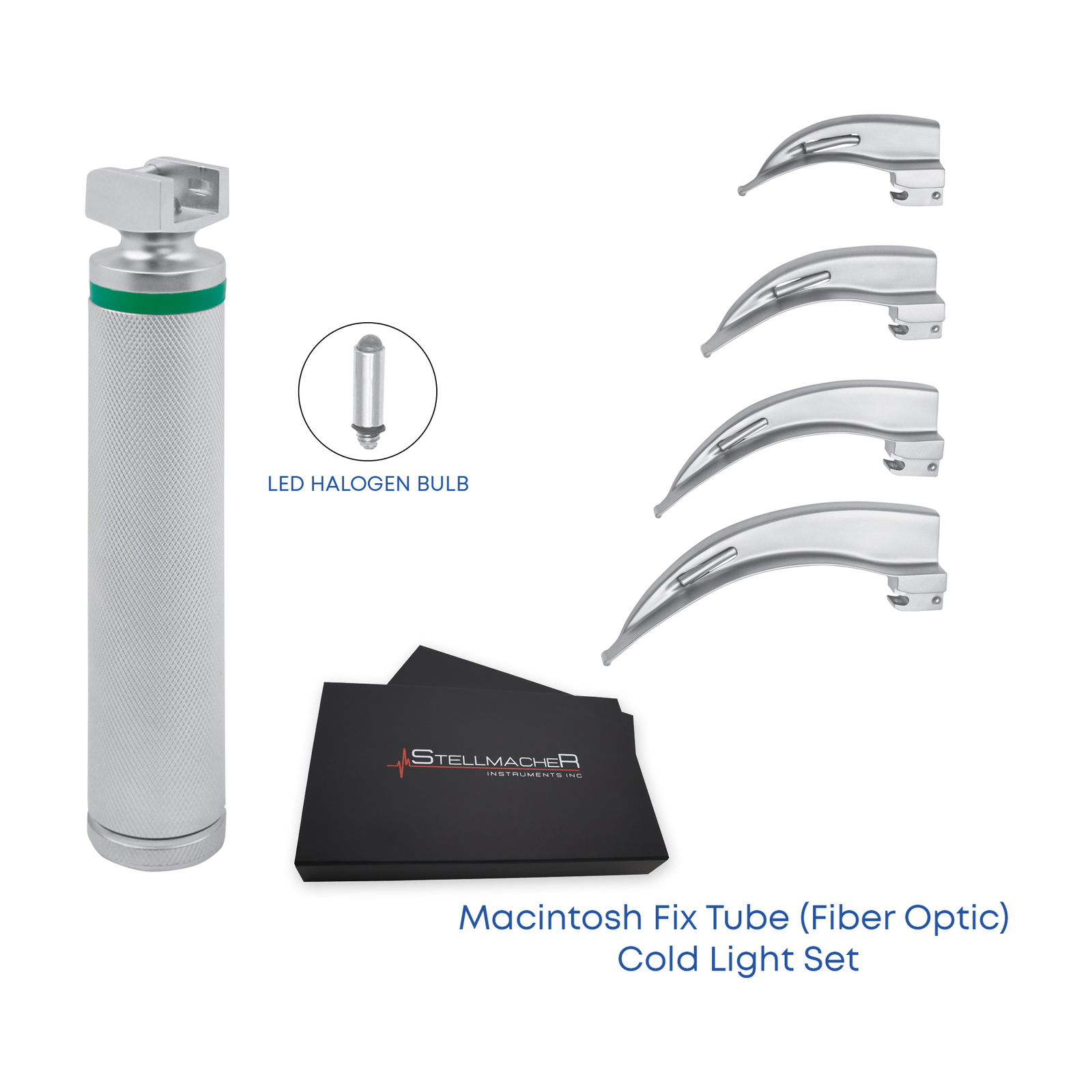 Fiber Optic Laryngoscope Mac Fix Tube Blade & Handle EMT Intubation Kit Reusable