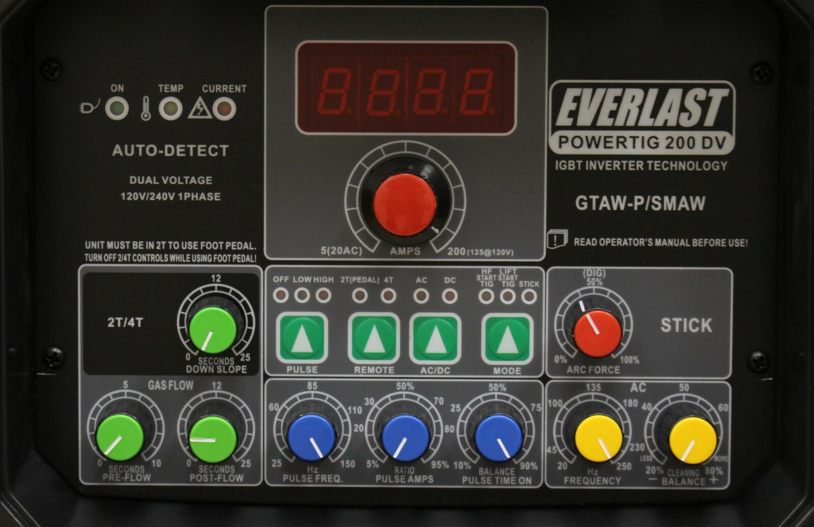 NEW PowerTIG 200DV DUAL VOLTAGE 200AMP ACDC TIG STICK PULSE WELDER EVERLAST