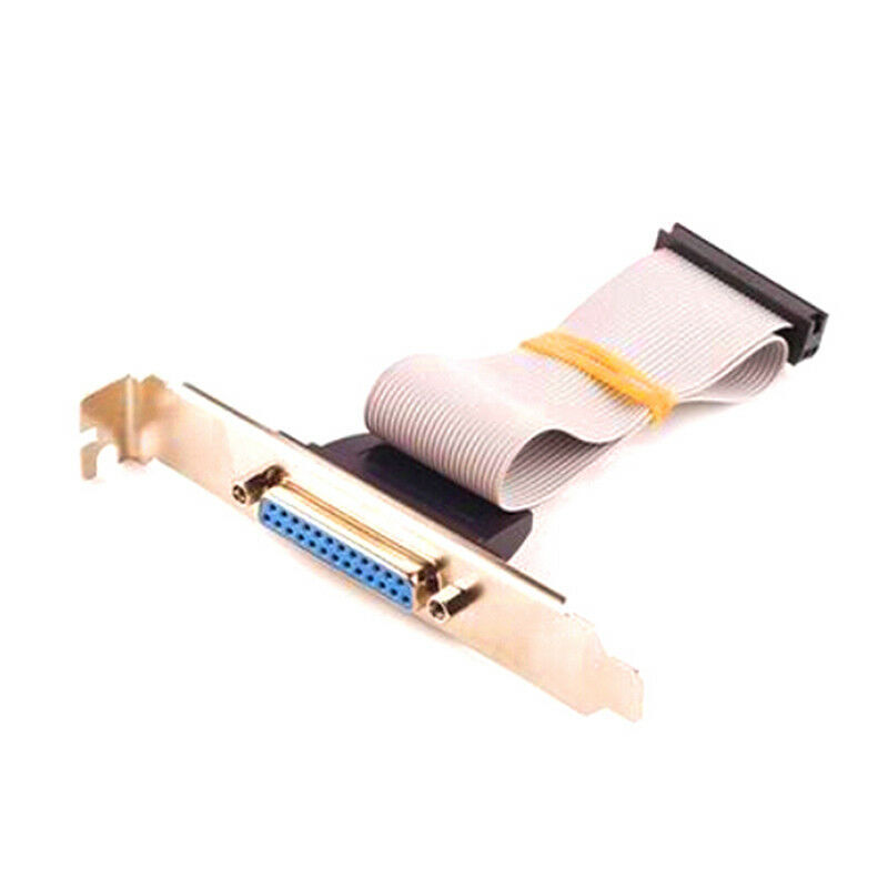 DB25F to IDC26 Parallel Port 12 Inch Ribbon Cable on Bracket