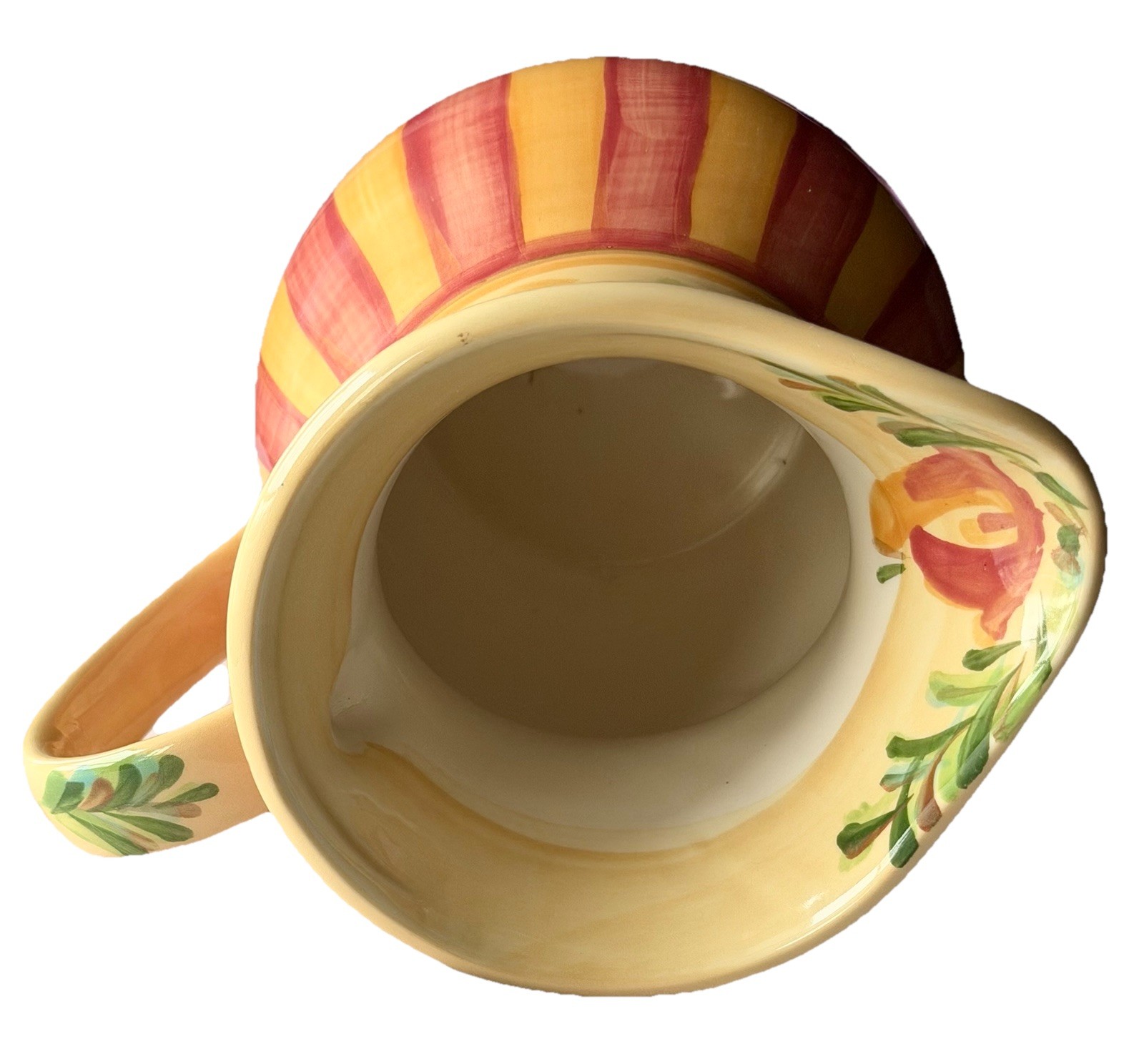 Gail Pittman Southern Living Siena 8”x8.5” Ceramic Pitcher Floral Striped 48 Oz.