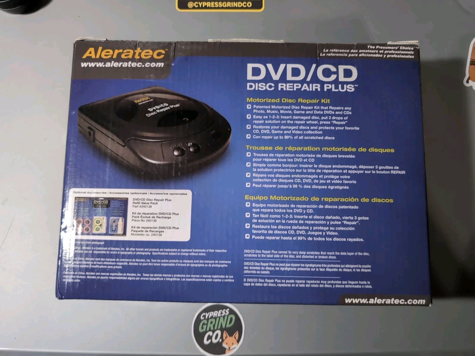 Aleratec Motorized CD/DVD Disc Repair Cleaner Scratch Remover System w/ Solution