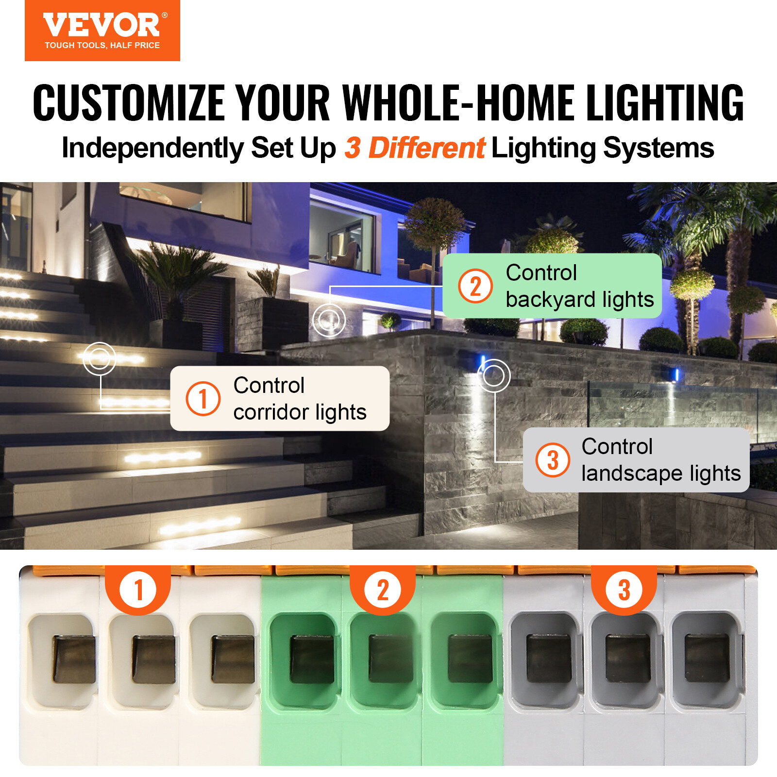 VEVOR 300W Low Voltage Landscape Transformer with Timer and Photocell Sensor