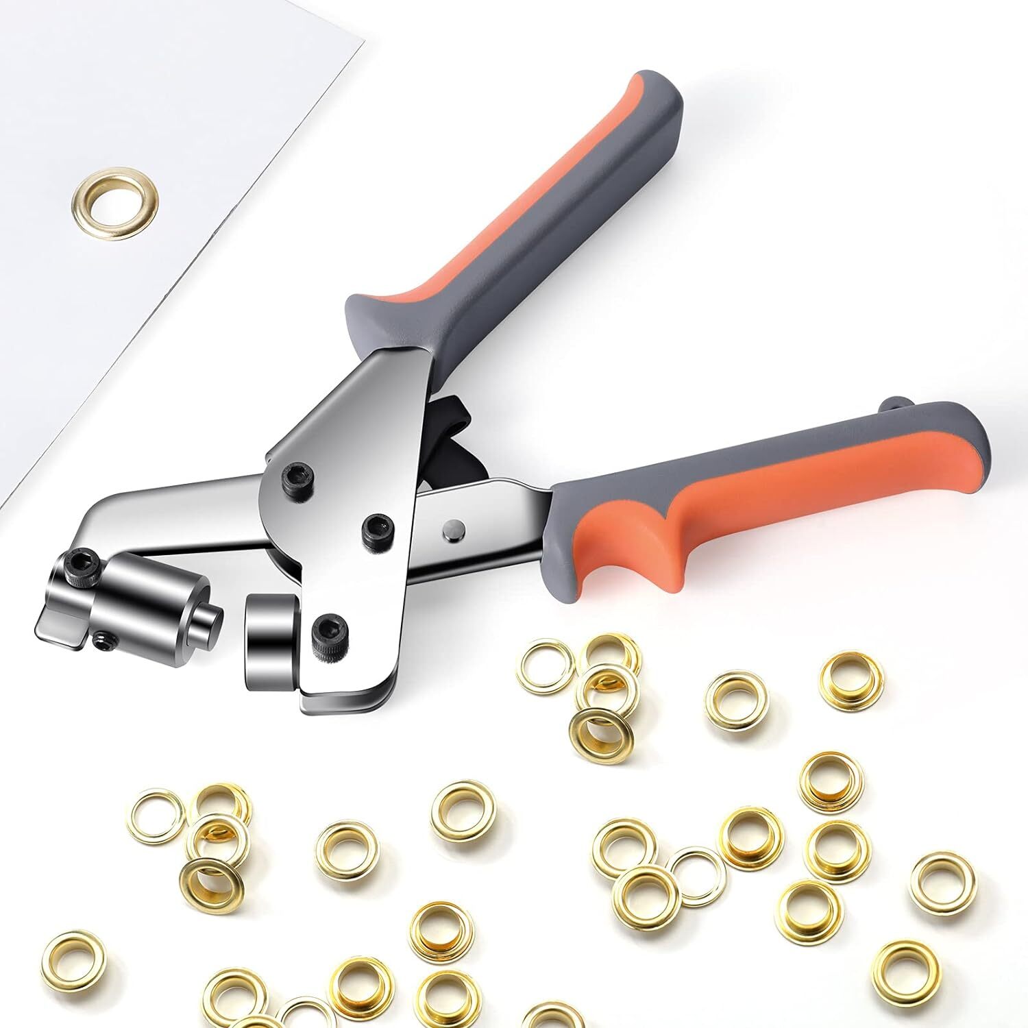 Grommet Hand Press Kit Handheld Hole Punch Pliers 3/8" 500pcs Grommets Eyelets