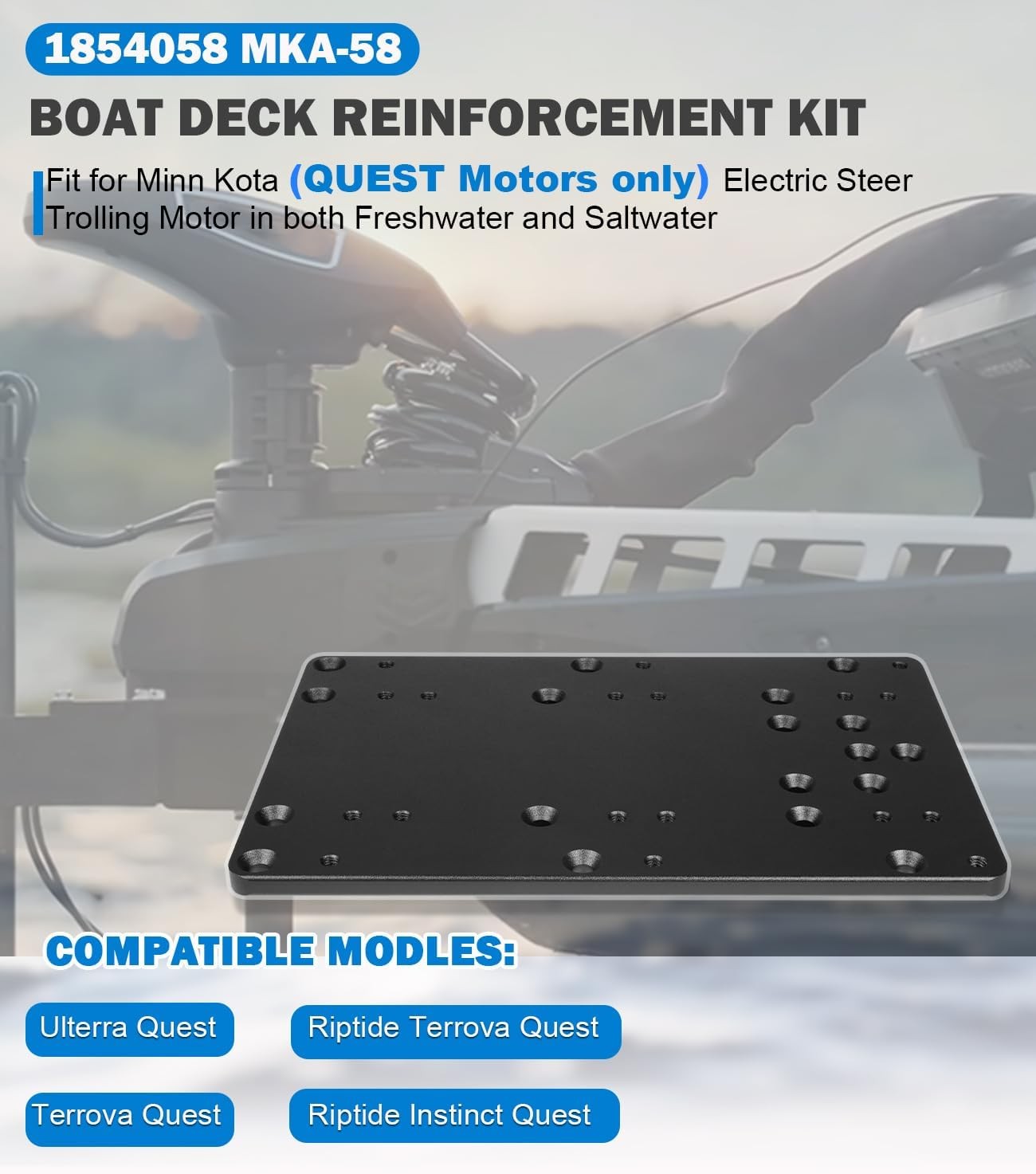 1854058 MKA-58 Boat Deck Reinforcement Kit for Minn Kota QUEST Series Motor