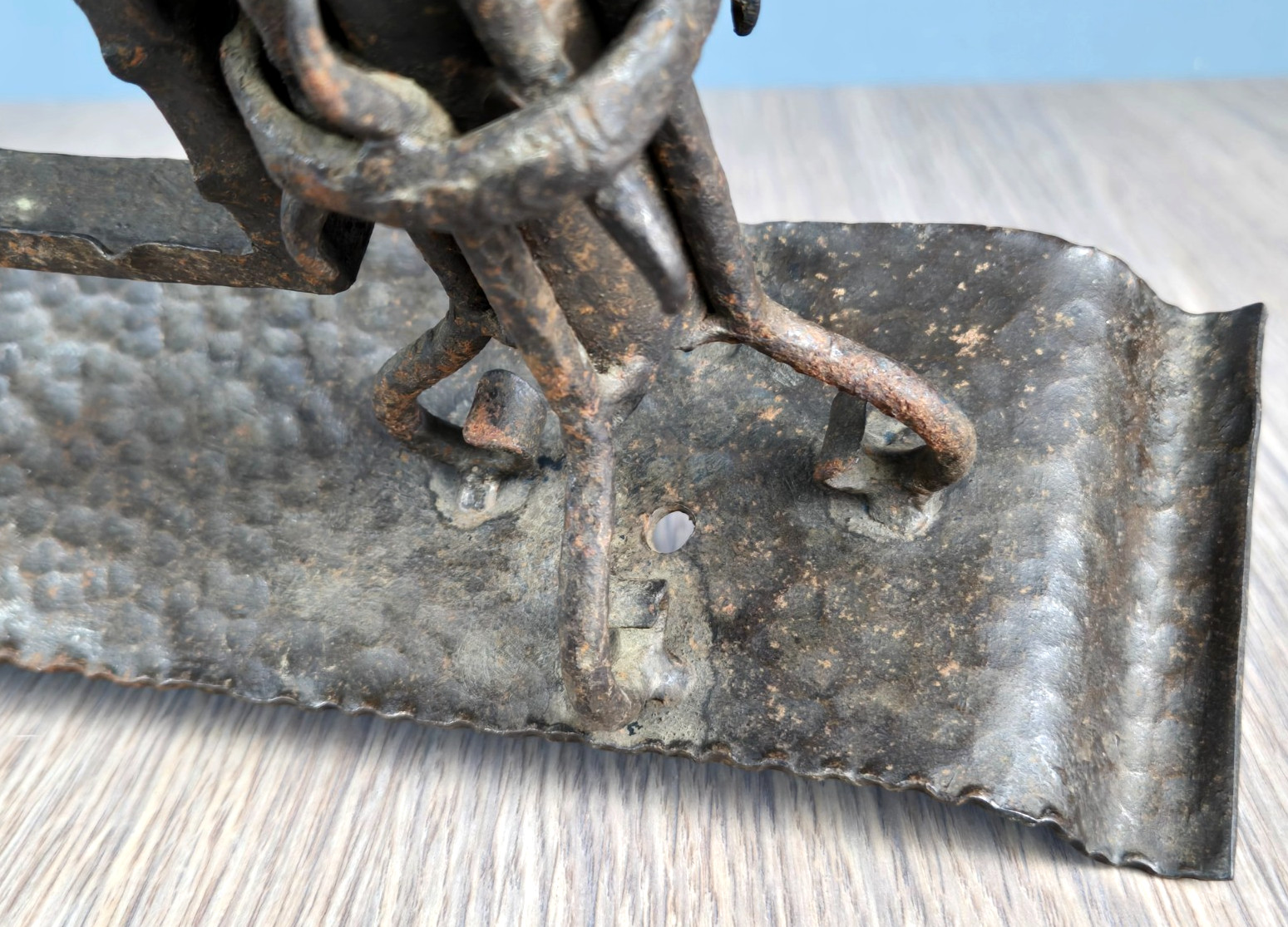 Antique gothic wrought iron dragon/serpent picture frame, hand forged