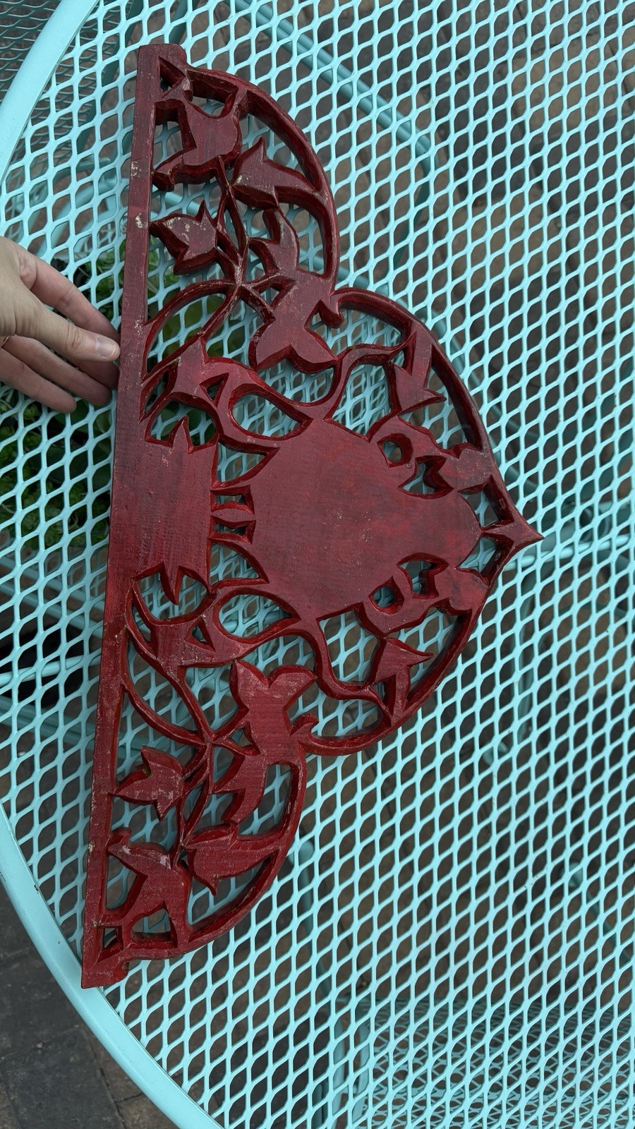 Vintage Tibetan Buddhist Traditional Hand Carved Painted Wood Door Topper (?)