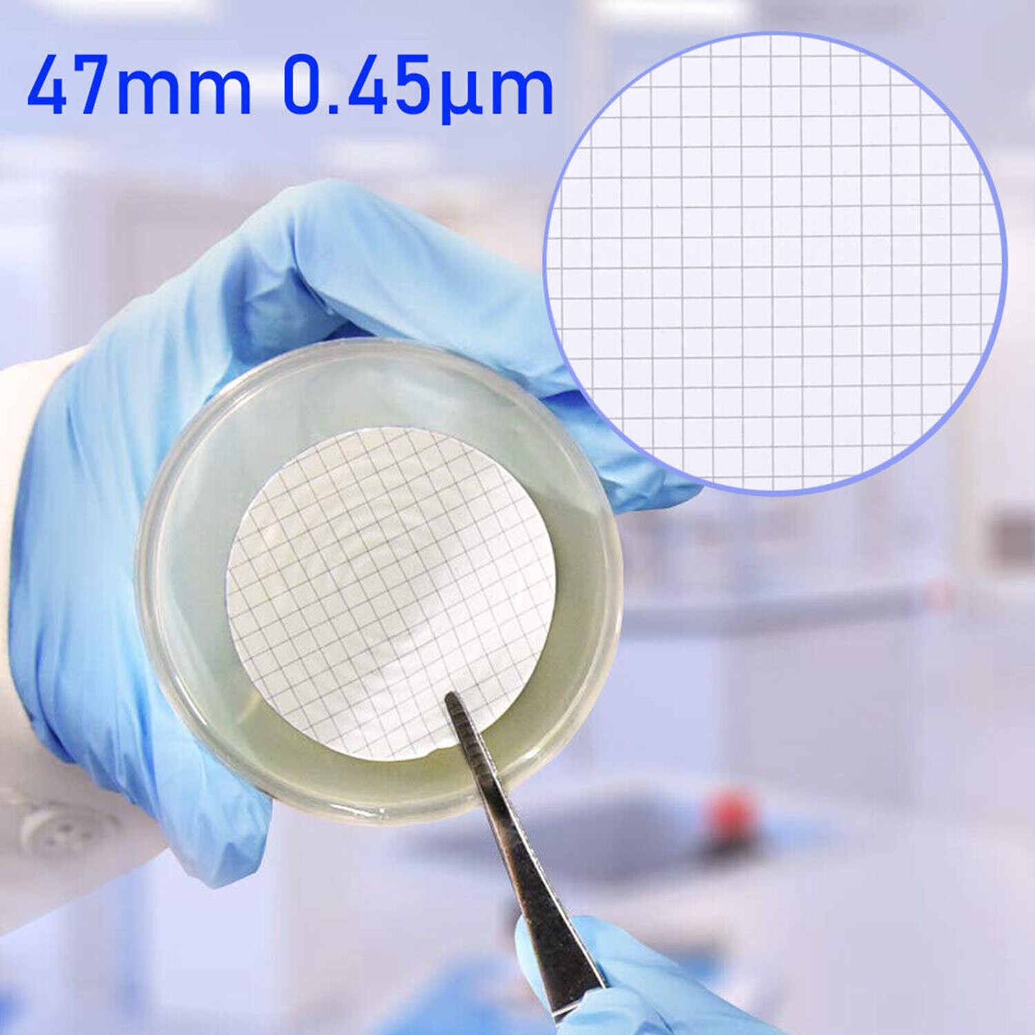 MCE Gridded Membrane Filters, 47mm Diameter, 0.22 um 0.45 μm Pore Size, STERILE