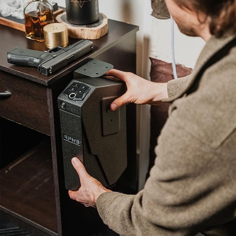 RPNB Mounted Gun Safe,California DOJ Certified Handgun Safe, Auto Open Lid Smart