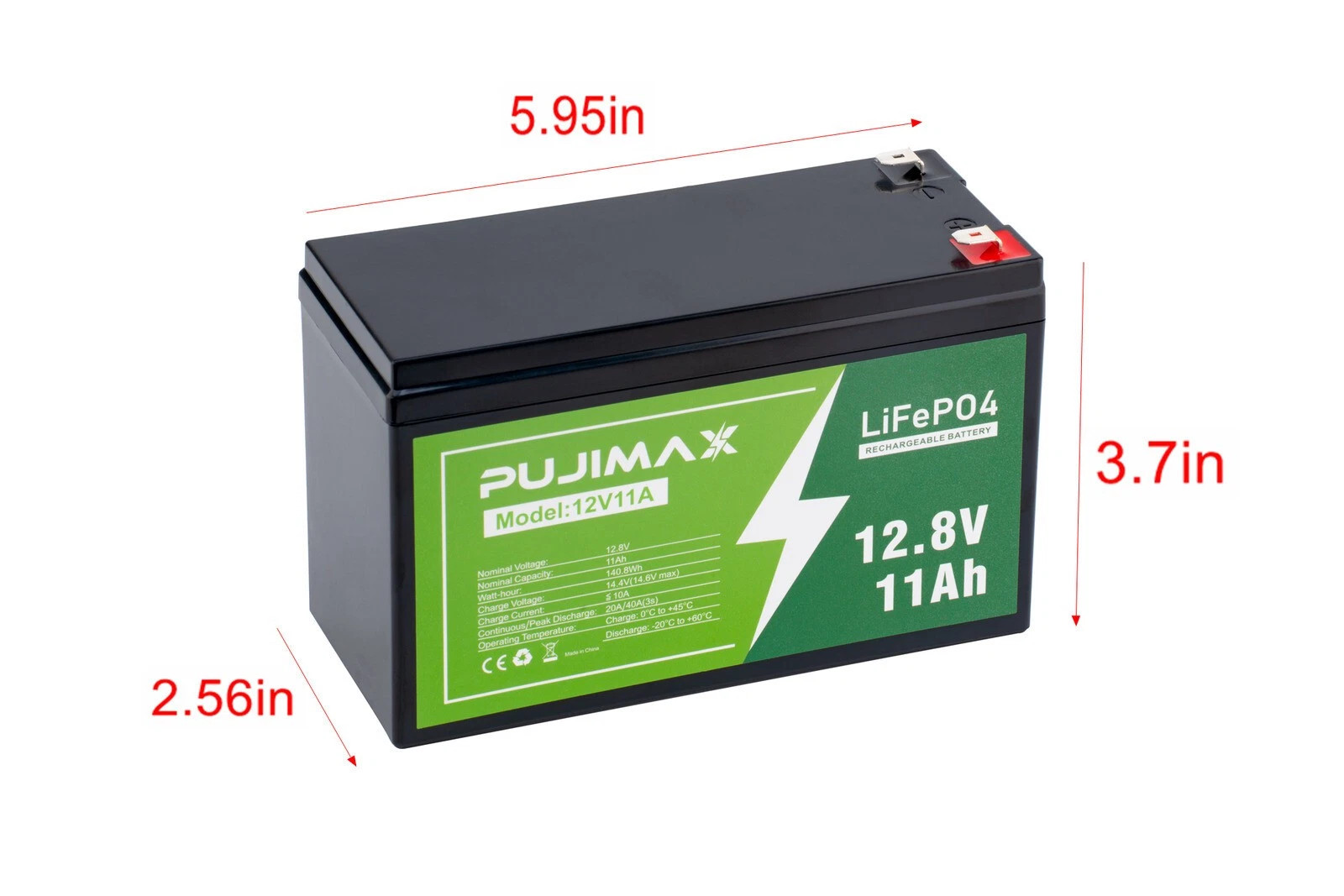 12V 11Ah LiFePO4 Lithium Battery 2000 Cycle Rechargeable Battery  Solar System