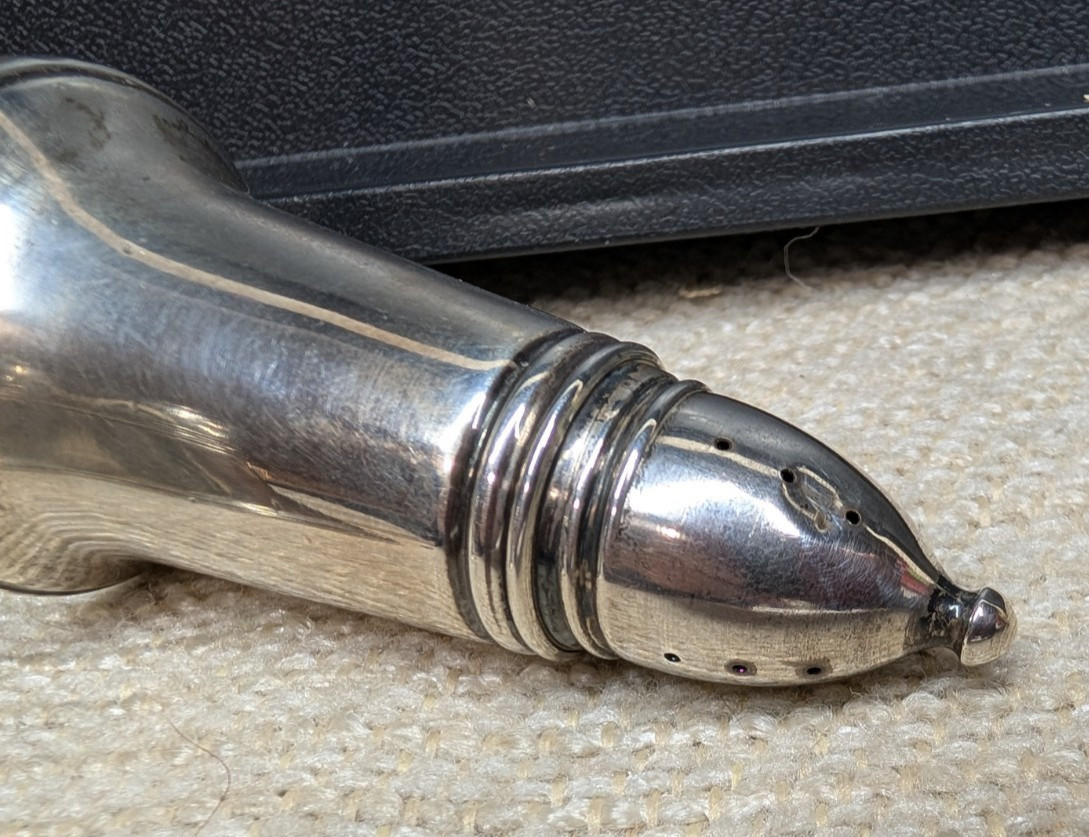 Vtg Crown Tall Sterling Silver Salt &Pepper Shaker Glass Lined 3.39oztw 260339