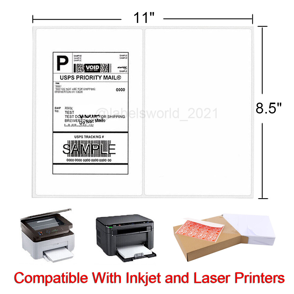 500-8000 Mailing Shipping Labels 8.5"x5.5" Round Corner Half Sheet Self Adhesive