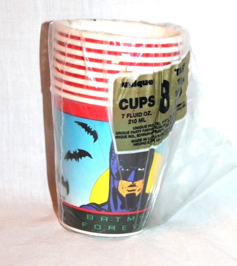 NEW IN PACKAGE 1995 VINTAGE  BATMAN FOREVER   7 OZ CUPS PARTY SUPPLIES