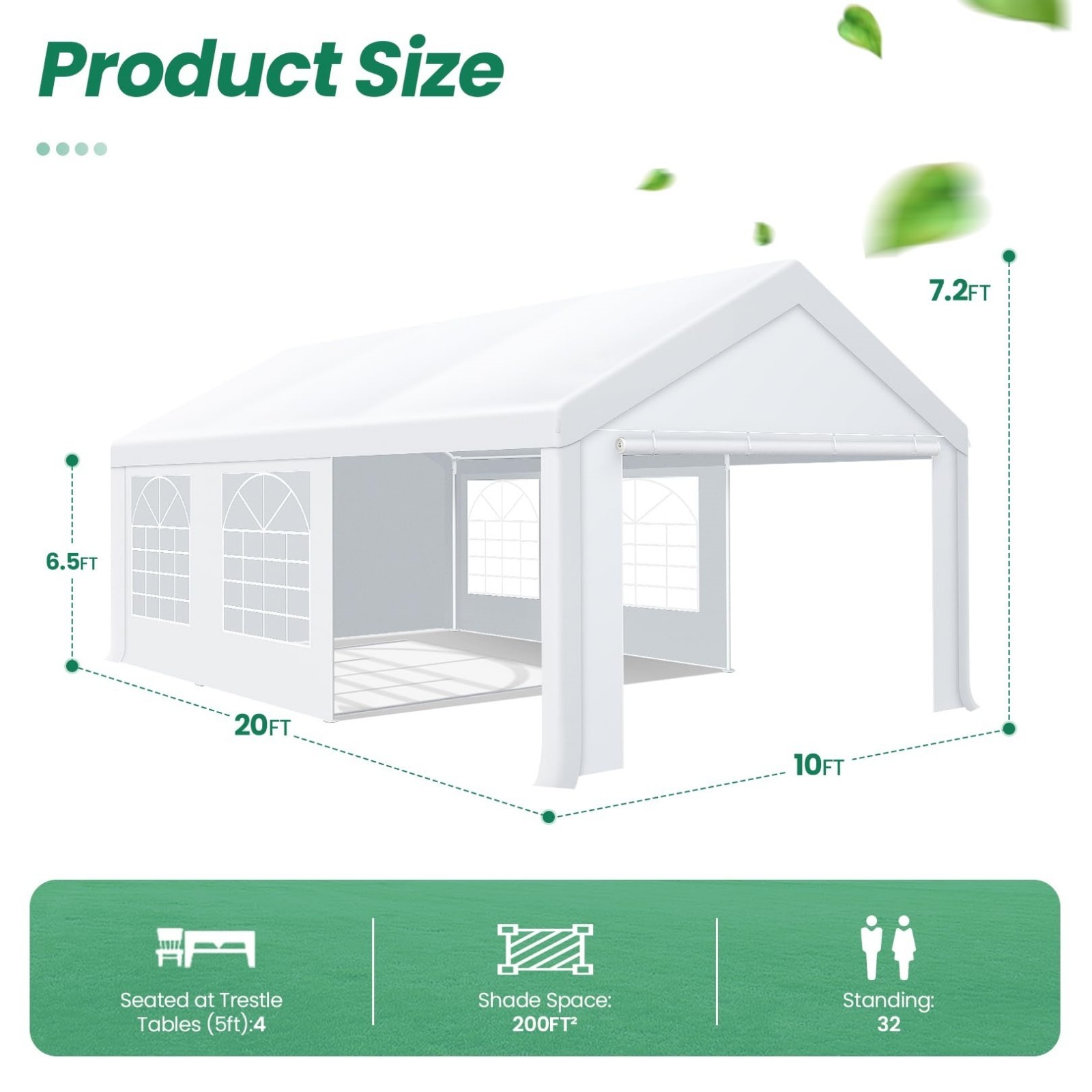 Heavy Duty 20x40ft Party Tent Outdoor Garage Commercial Carport with Sidewalls