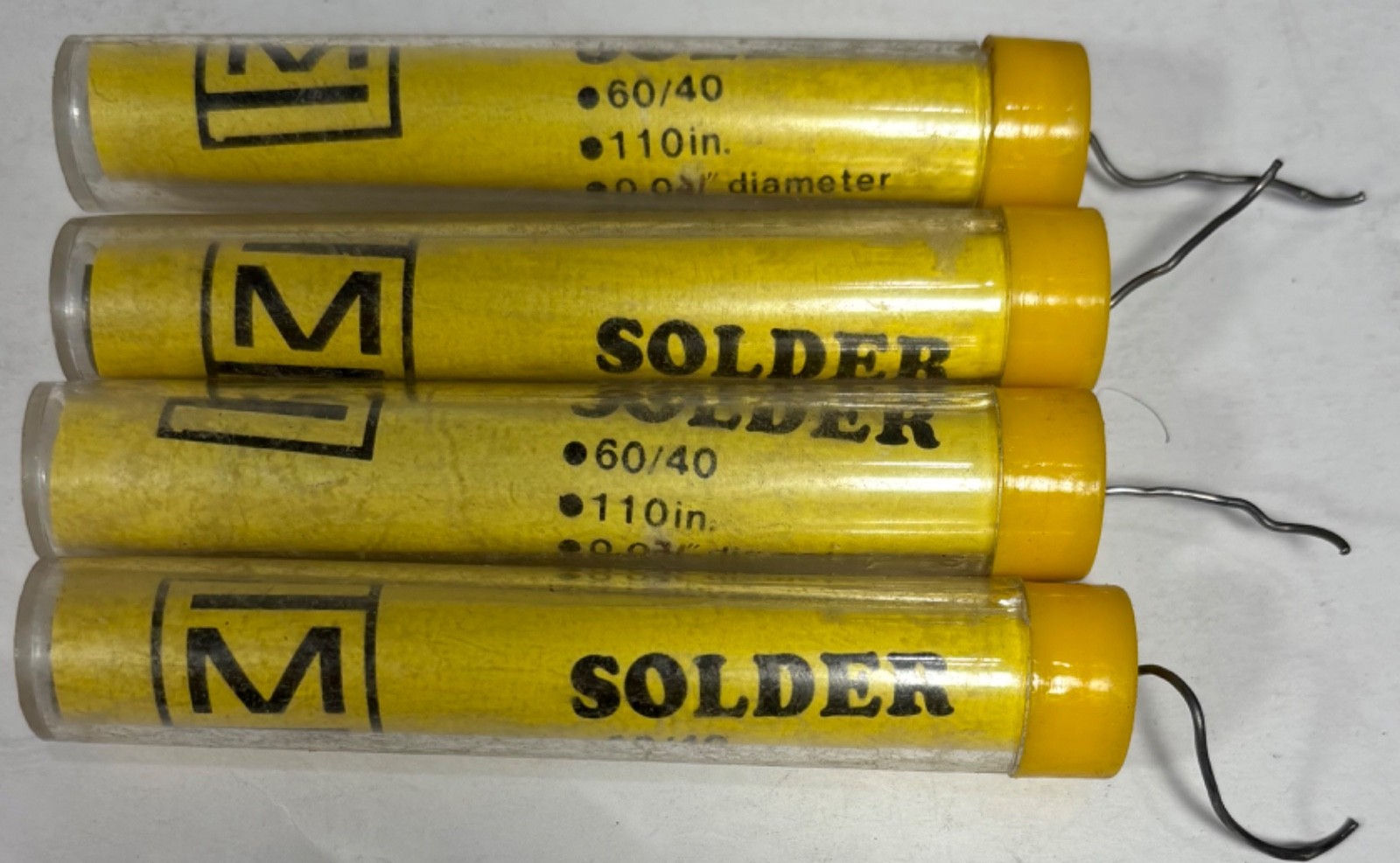 Solder 60/40 Tin/Lead Wire Rosin Flux Core  .031” Dia 110" You get 4 tubes 440"