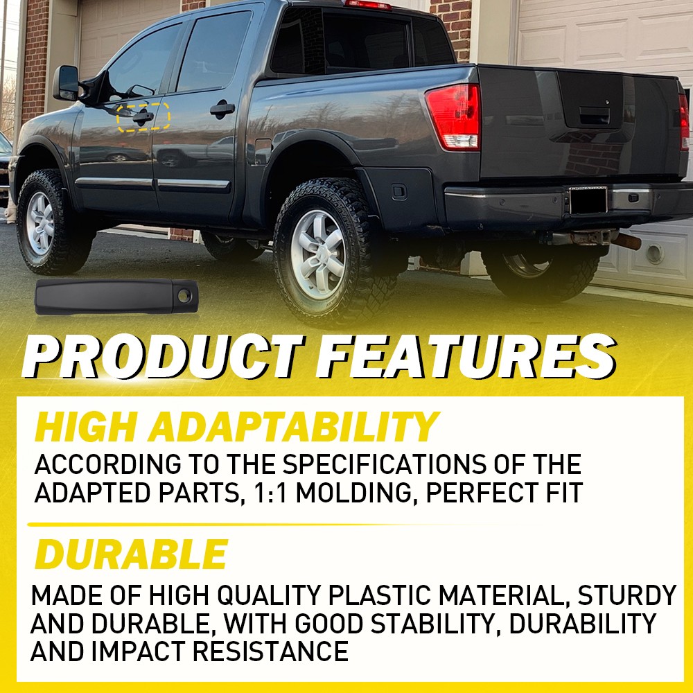 For Nissan Titan 2004-2015 Full Driver Passenger Black Outside Door Handle 4-40X