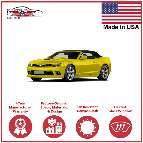 Fits Chevrolet Camaro 2011-2015 Convertible Top & Heated Glass Window Twillfast