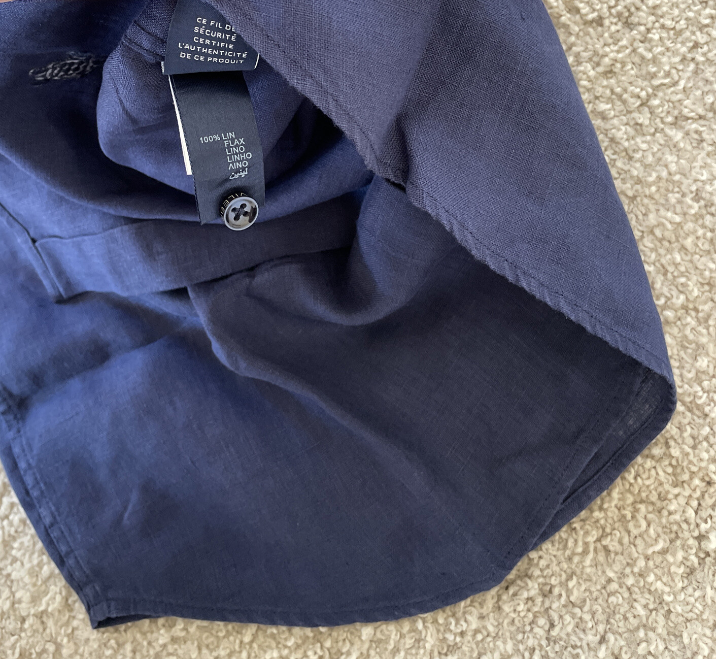 NWT Authentic Vilebrequin Long Sleeve Shirt - 100% Linen - BOYS - 8 Years - BLUE