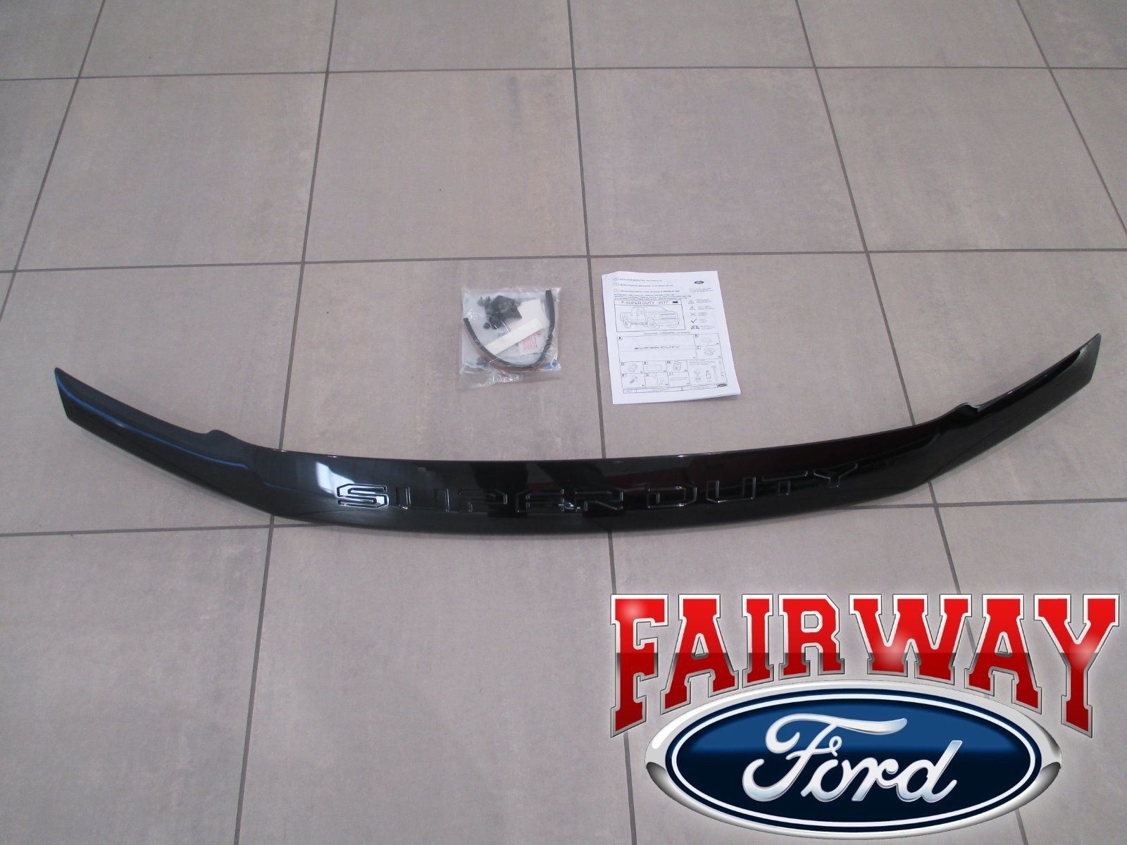 17 thru 22 F250 F350 Super Duty OEM Ford Black Lexan Hood Deflector Bug Shield