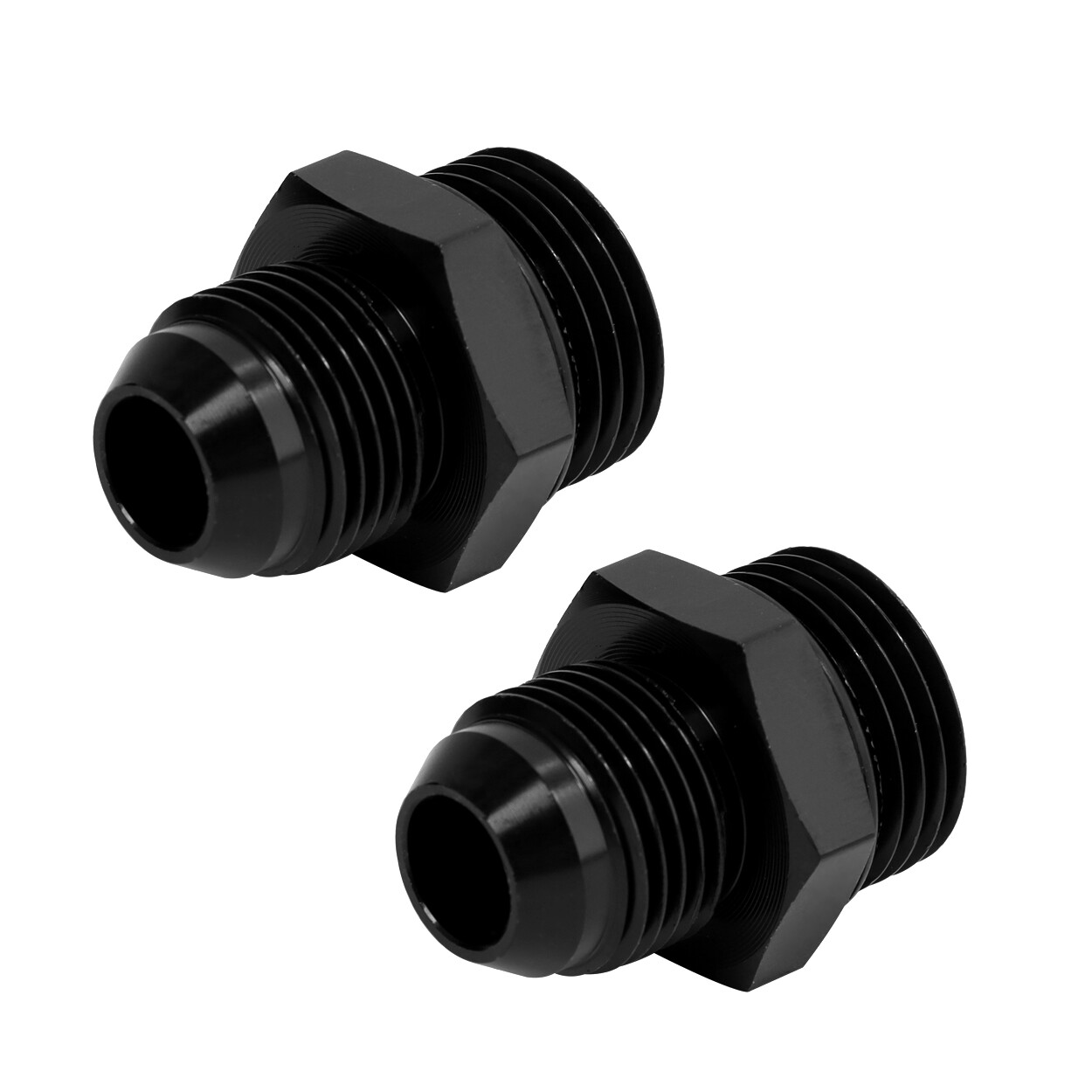 LokoCar 8AN Flare to 10AN ORB Male Fuel Rail Adapter Fitting Black 2Pcs