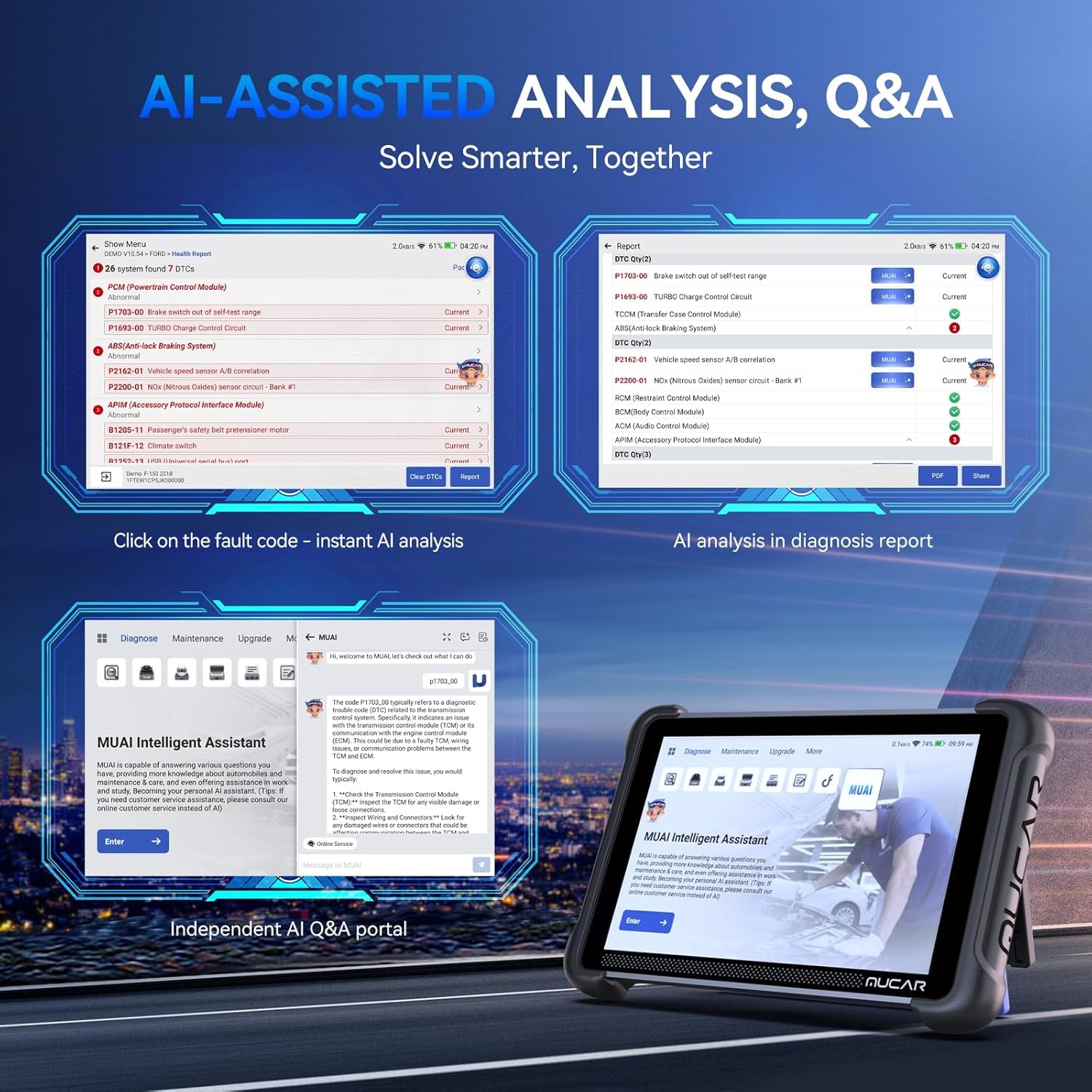 MUCAR 892BT Automotive Diagnostic Tool OBD2 Scanner Key Matching TPMS Programmer