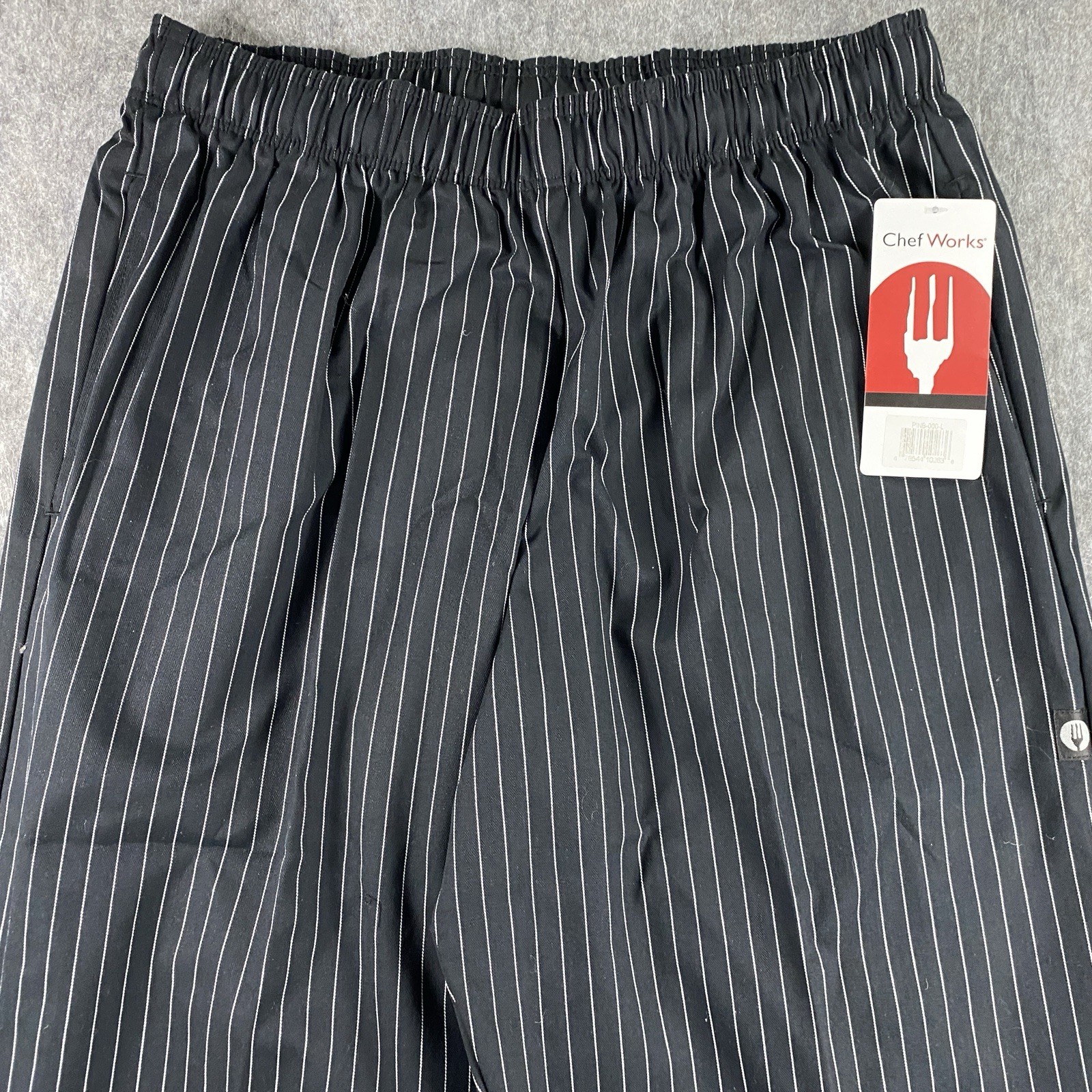 Chef Works Pinstripe Pants Men's Large Black Baggy Designer NWT