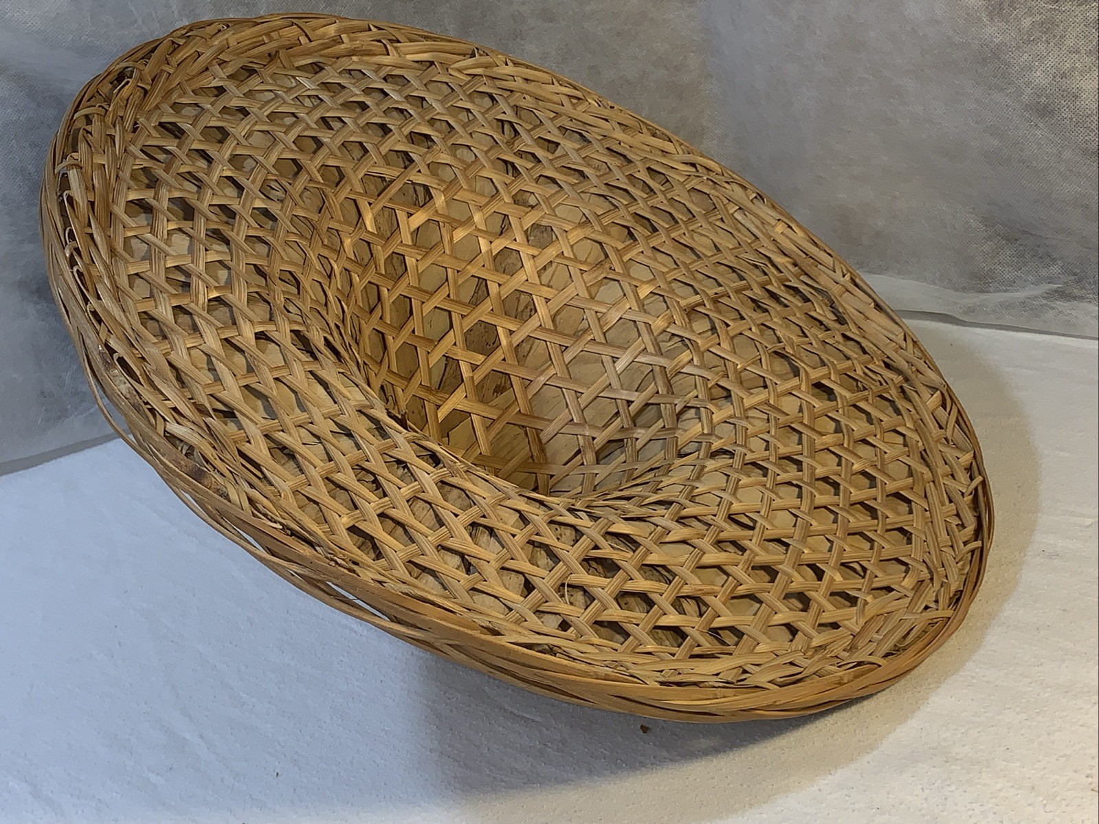 Conical Straw Hat Vtg Asian Chinese Handmade Sun Gardening Rice Coolie 18" Large