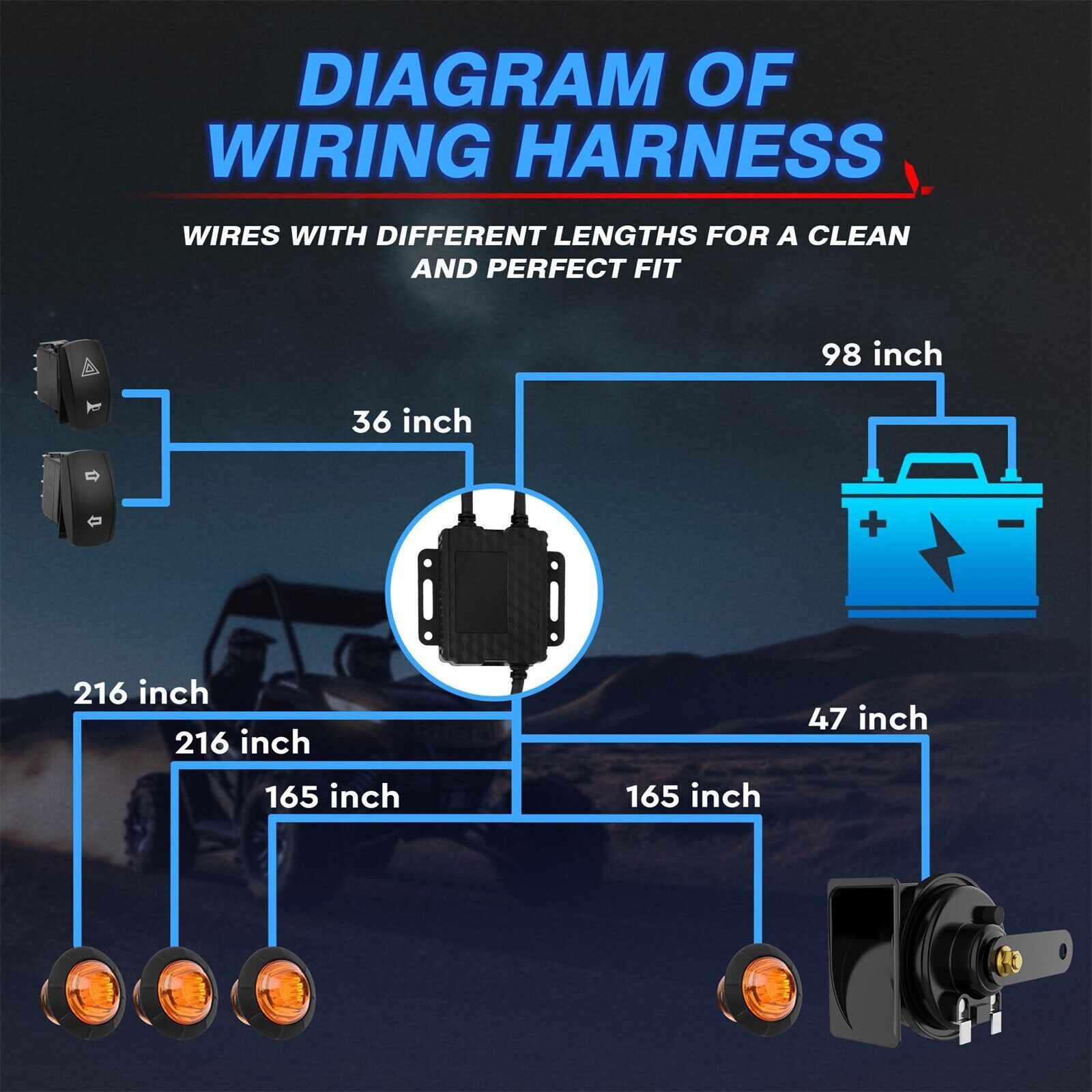 Universal UTV ATV Turn Signal Street Legal Kit for Polaris Ranger General CFMOTO