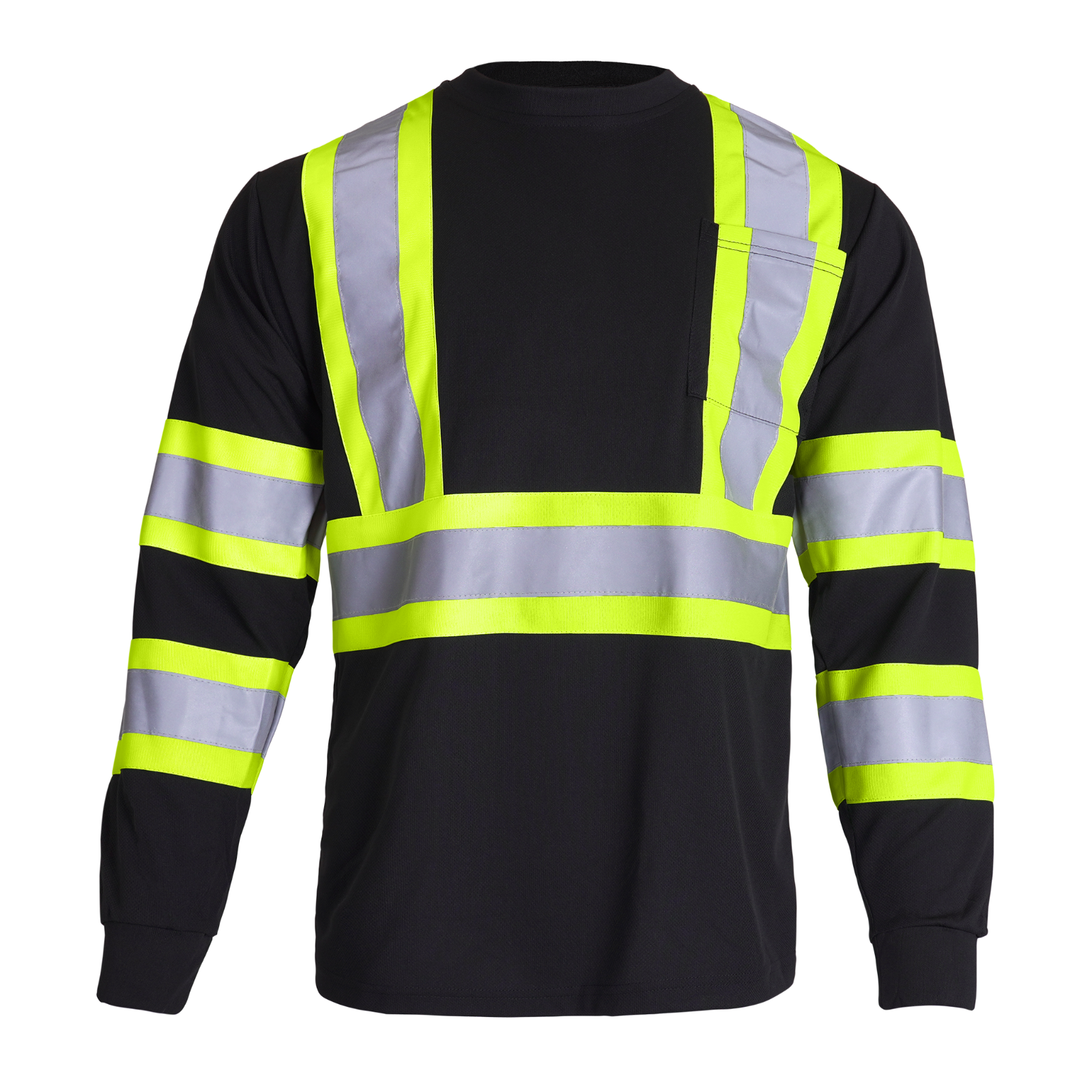 5 pack Black Hi Vis Shirt ANSI Reflective Safety Long Sleeve HIGH VISIBILITY
