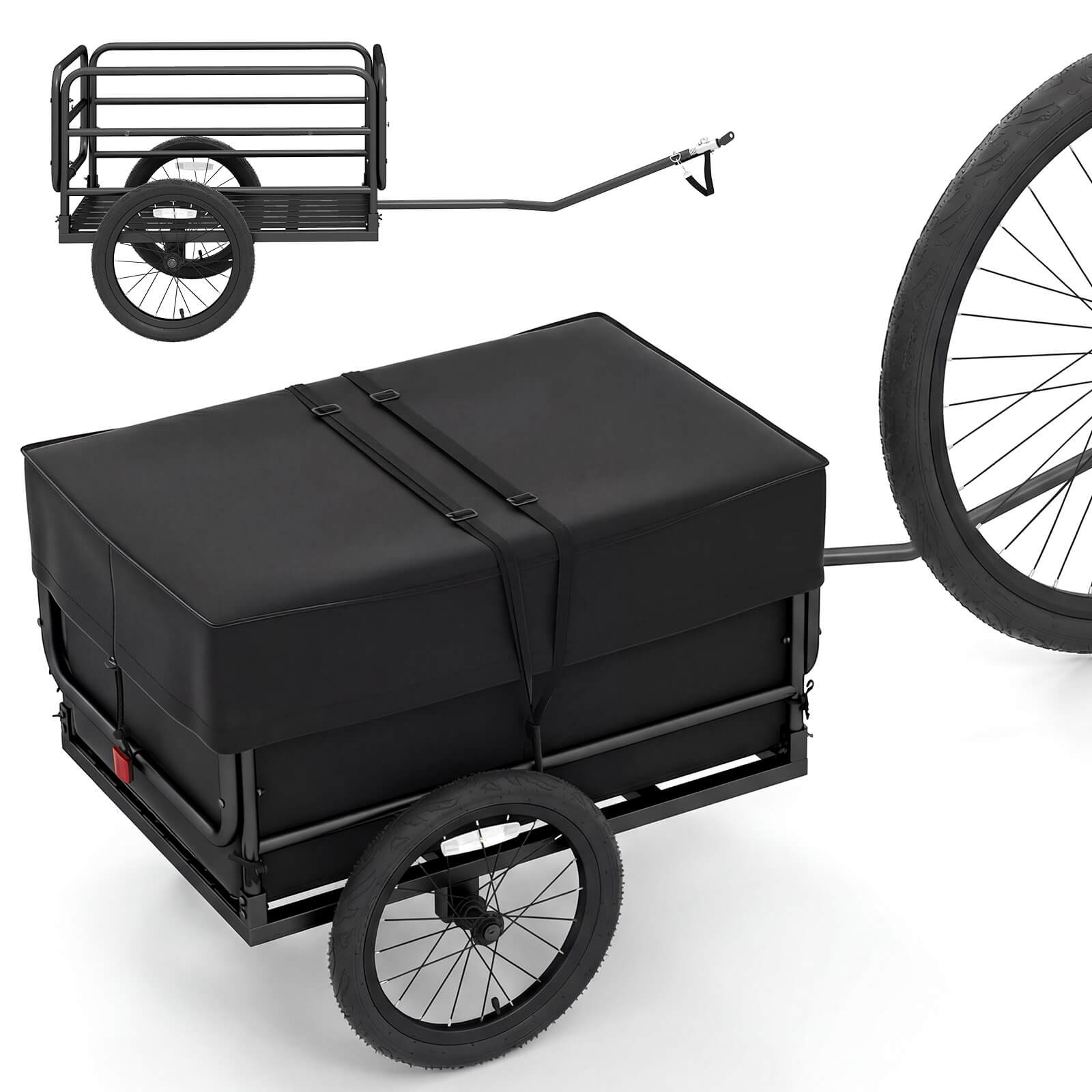 Bike Cargo Trailer, 220 LBS Metal Bicycle Wagon Cart w/Universal Hitch&16” Tires