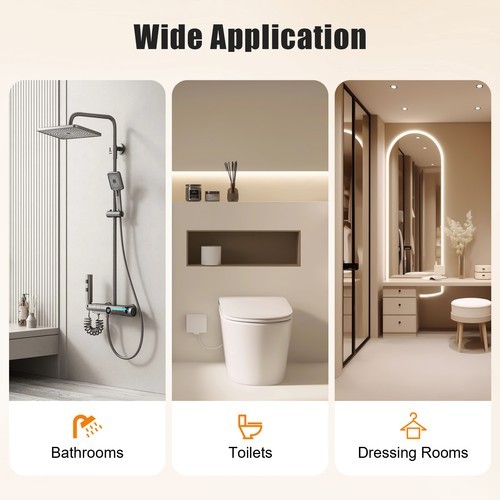 Stainless Steel U Shaped Shower Curtain Rod Adjustable w/ 9.8ft*6.6ft Curtain