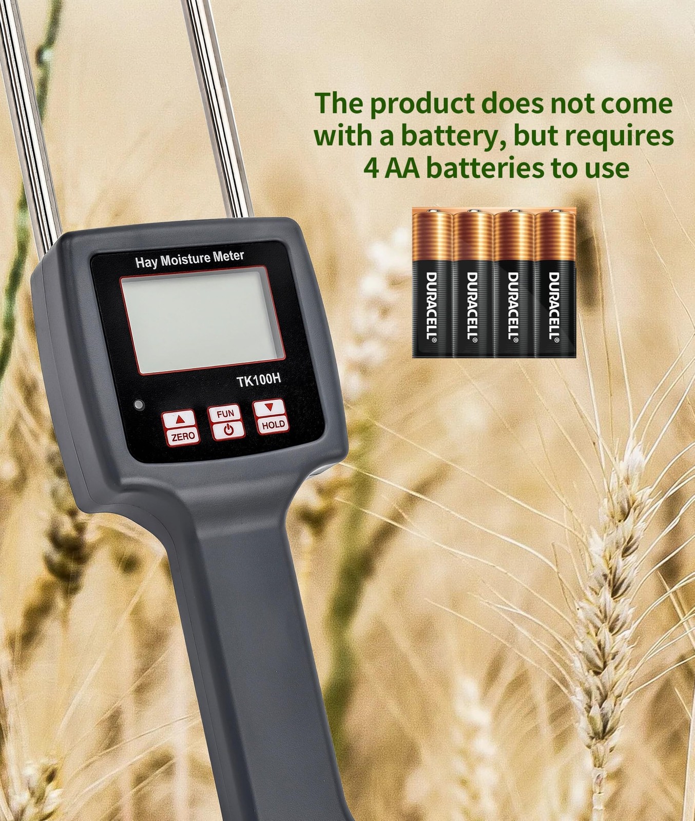 TK100H Portable Hay Meter, Hay Tester with Probe, Fast Measurements, for Cere...