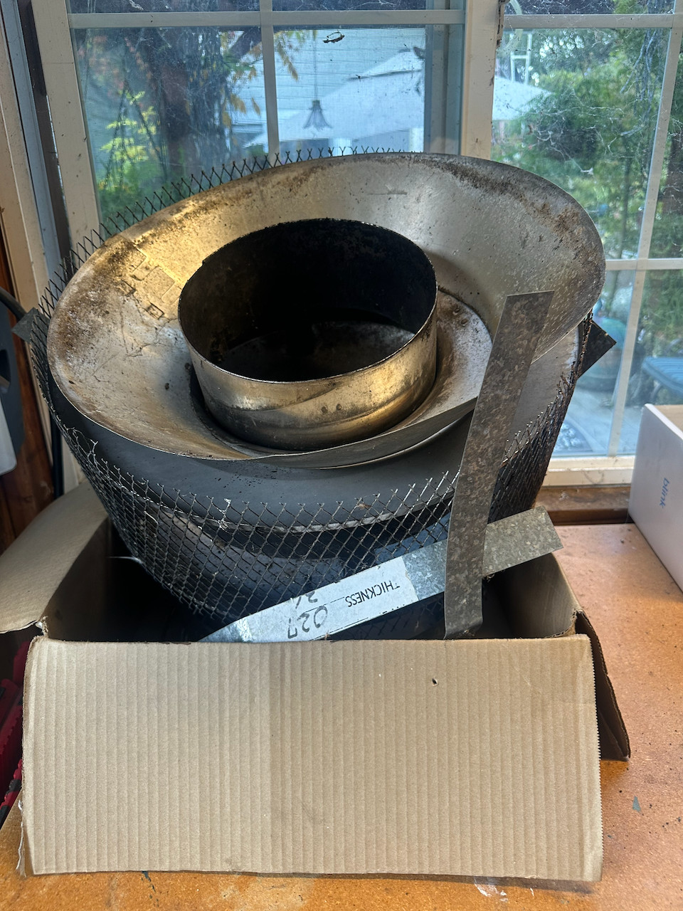 6x 10" diameter 36" length Selkirk packed stove pipes with storm collar and cap