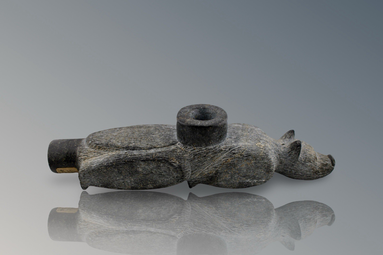 Cherokee Council Bear Effigy Pipe Late 19th Century NC High Rock 13” Long