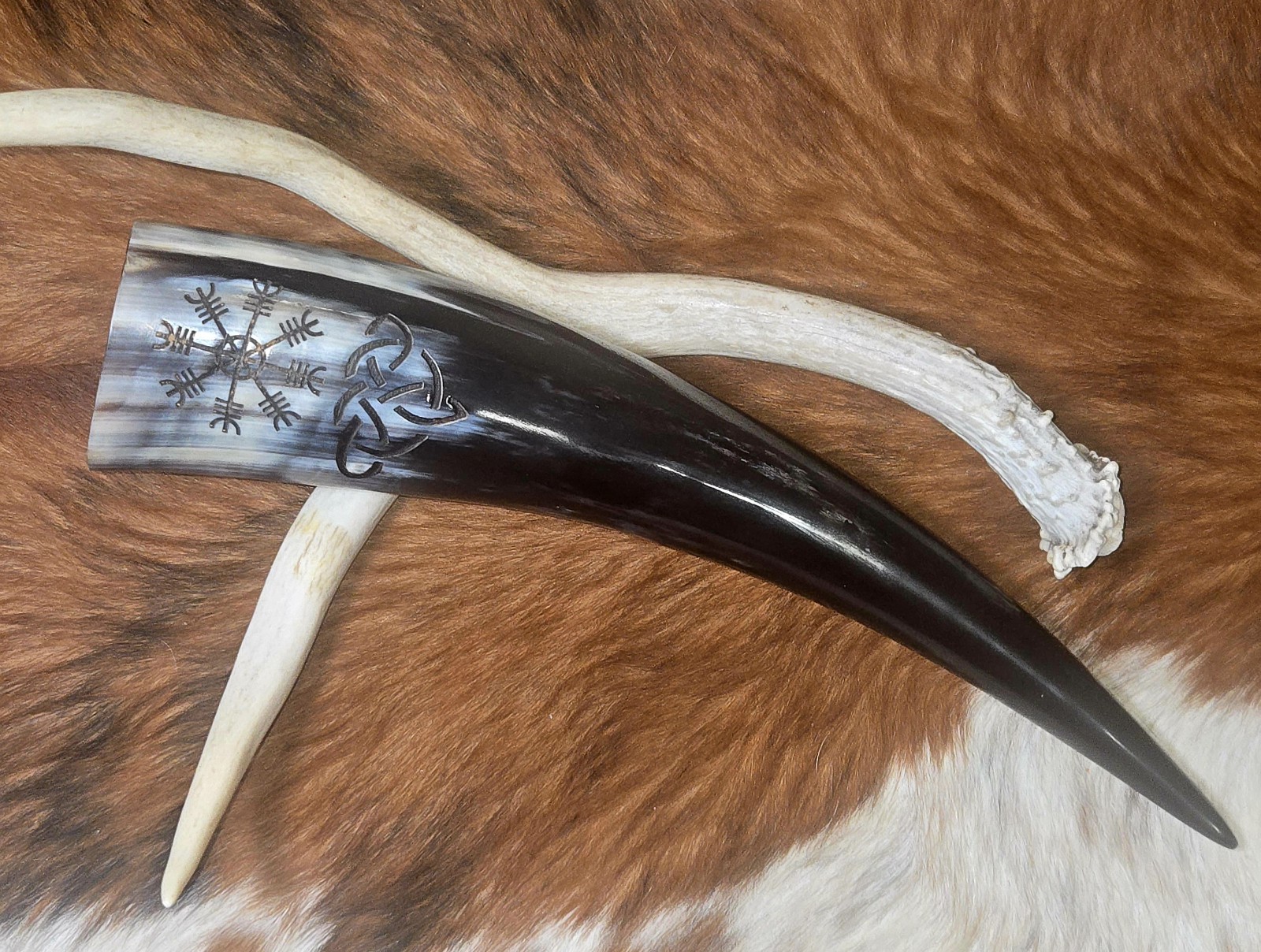 Viking Drinking Horn 300 ML Mug with Leather Strap Holder