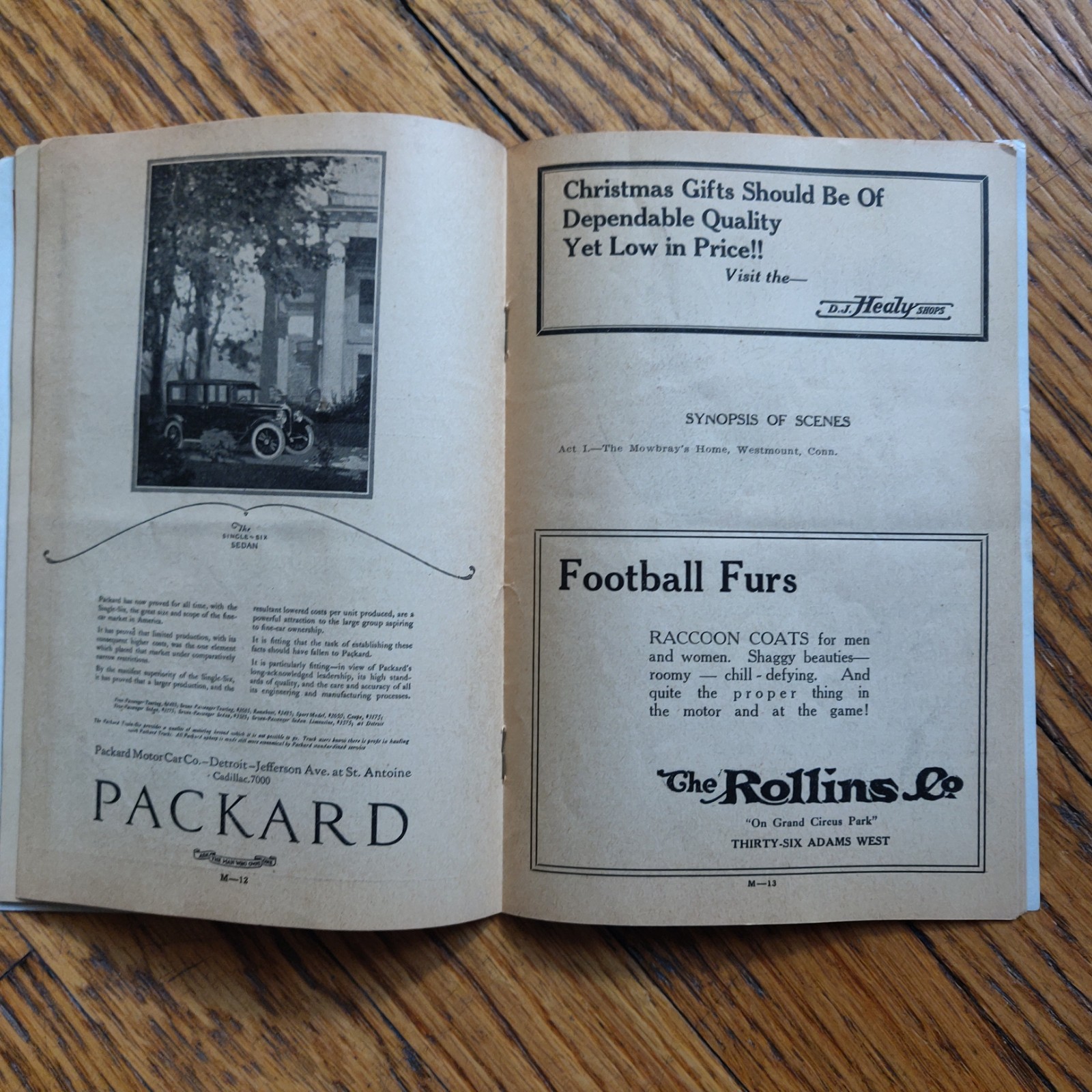 True Vintage Lot of 6 Detroit Opera House Garrick Shubert 1920s Playbills