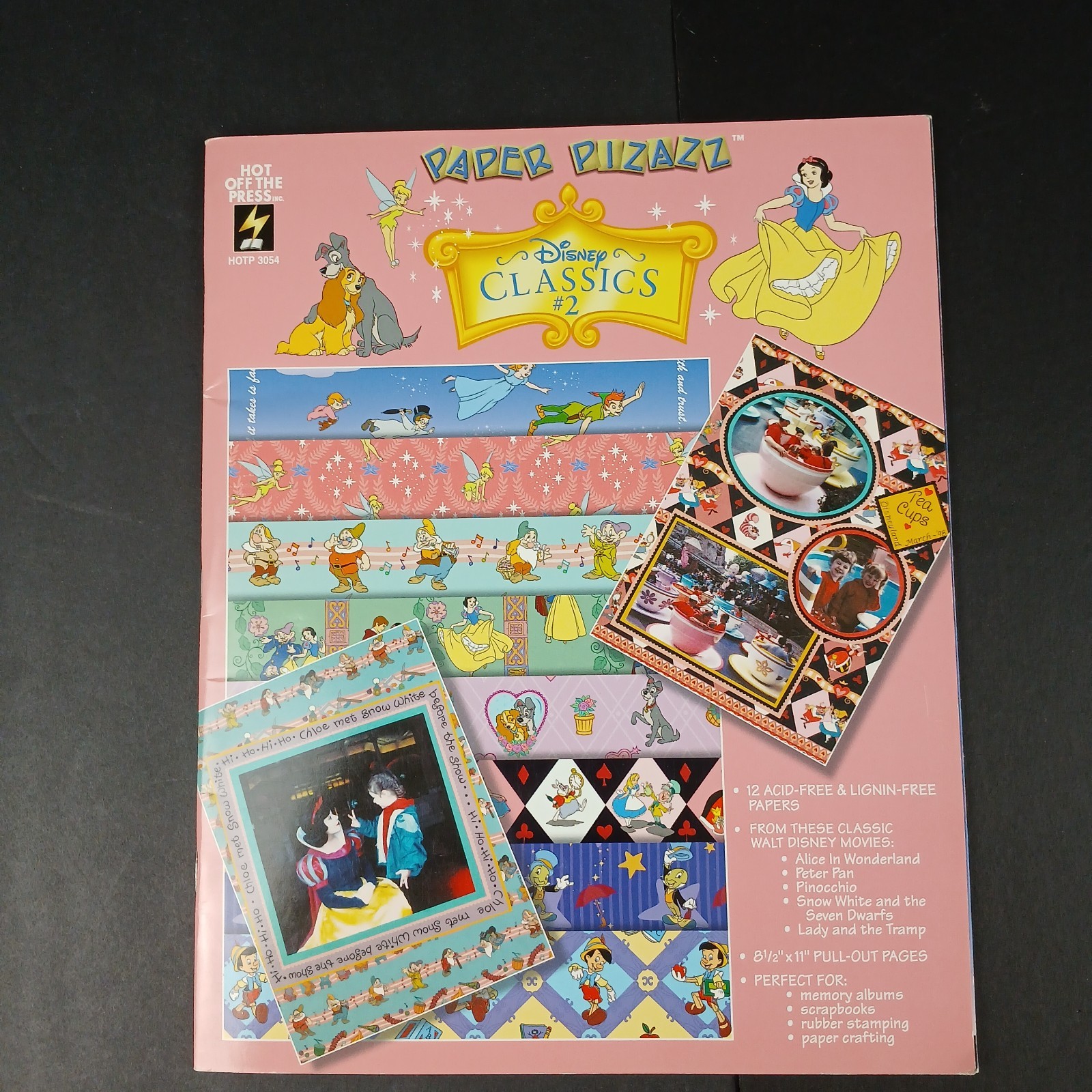 Disney Classics 2 Paper Pizazz 10 patterned pages 8 1/2 x 11" Characters HOTP