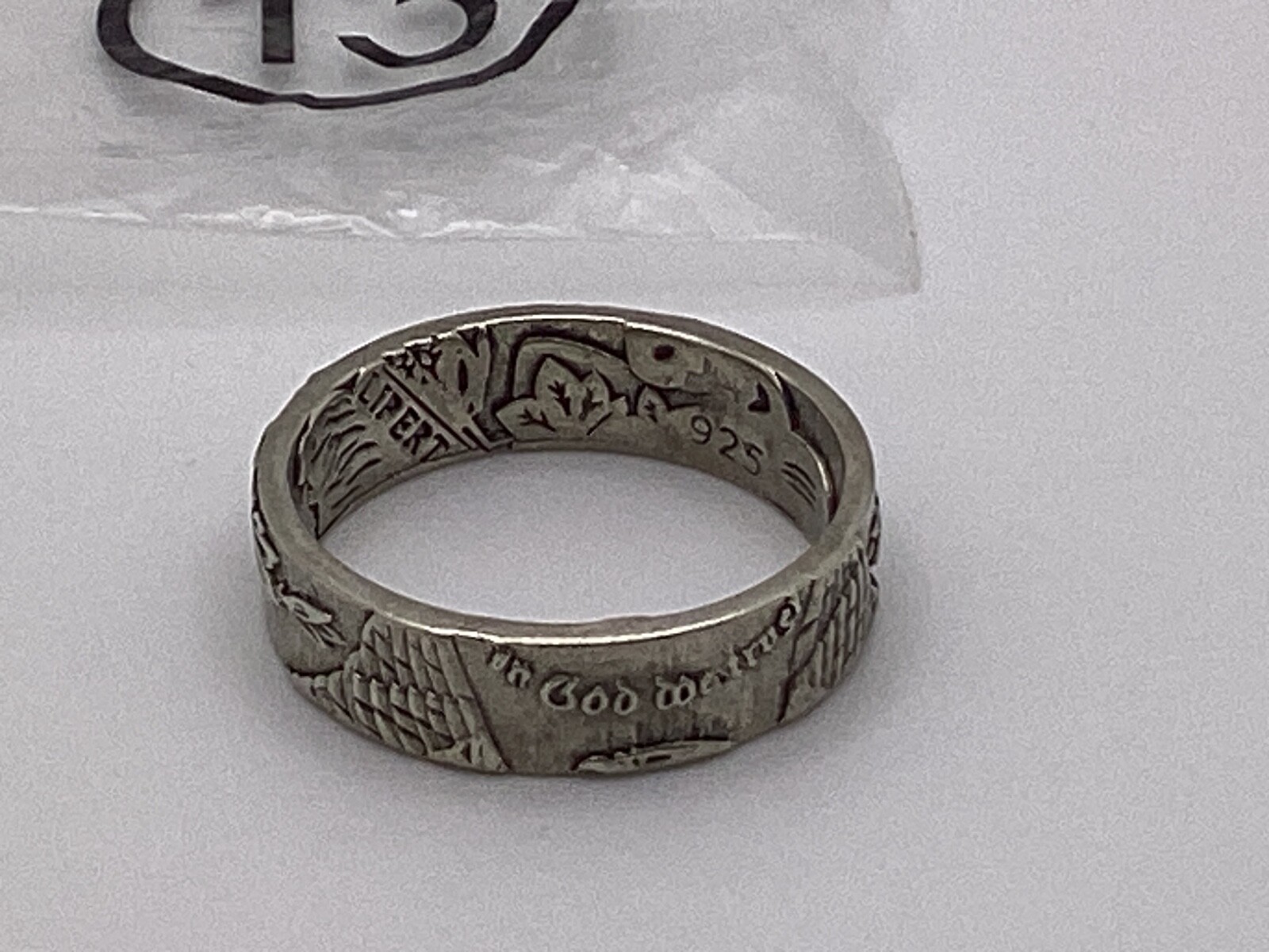 925 Solid Sterling Silver American Coin Band Ring-Unisex-New