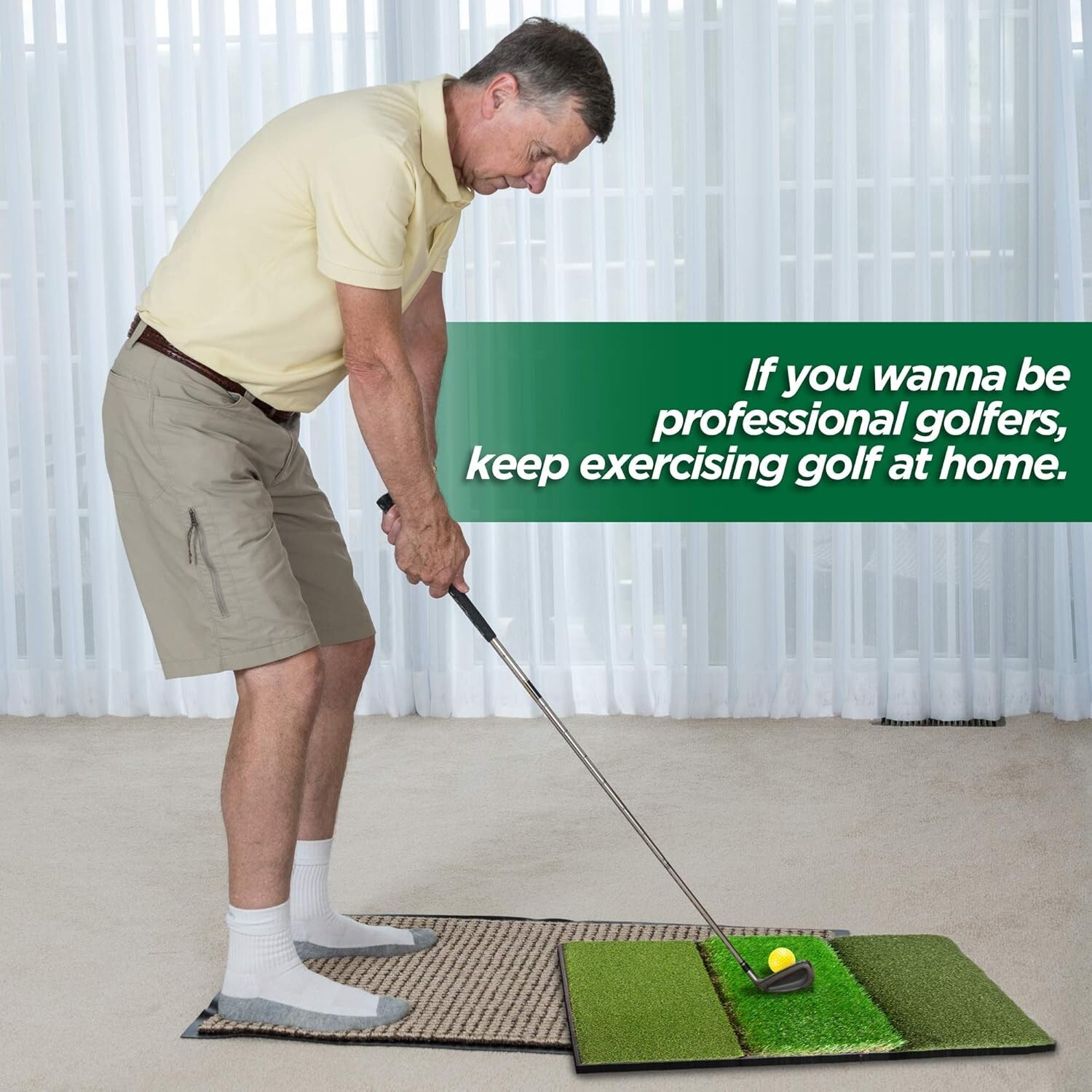 24"x24" Grass Turf 3-in-1 Collapsible Golf Practice Hitting mat with Tee & Balls