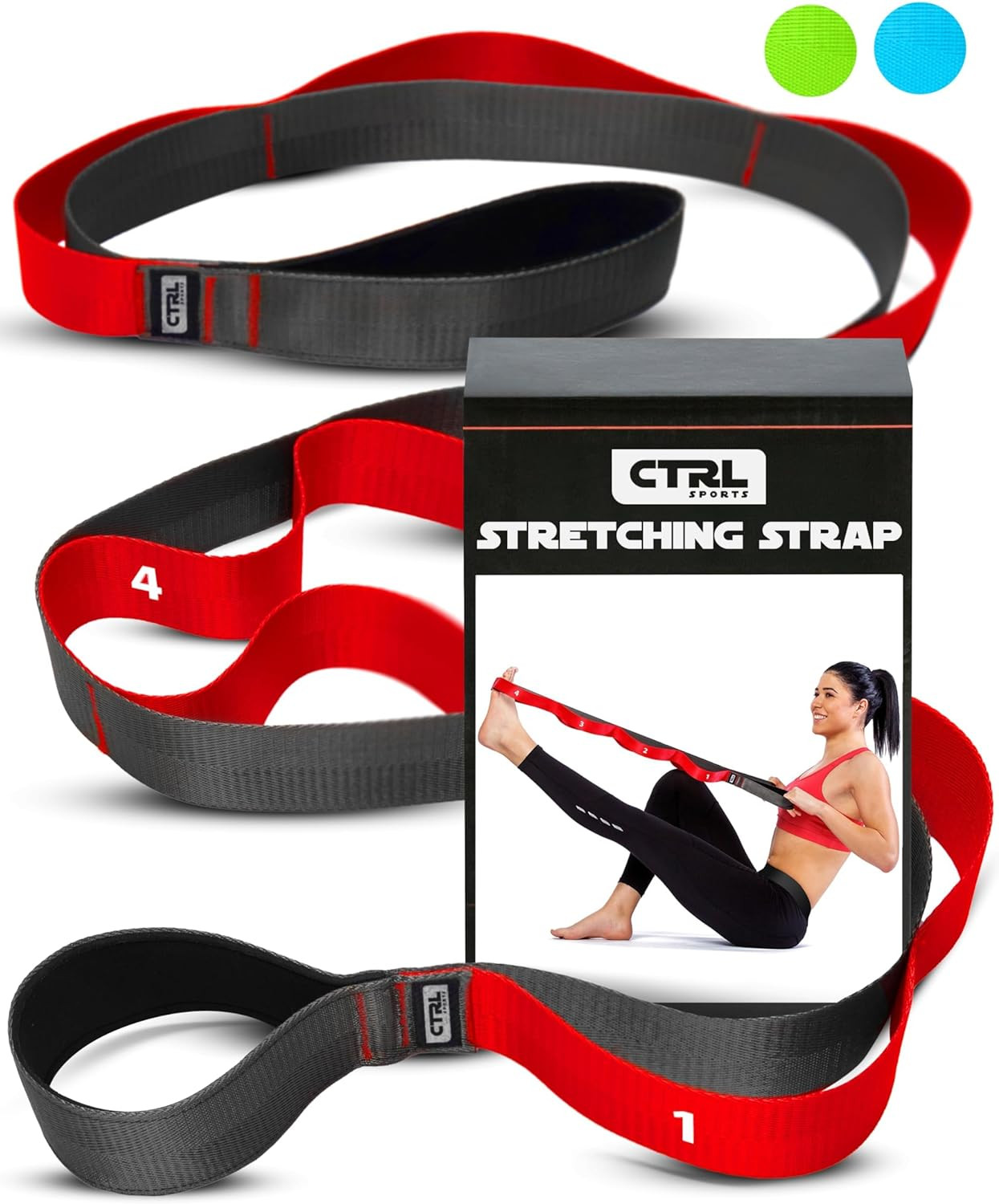 Stretching Strap with Loops - Non Elastic Stretch Band for Yoga and Exercise