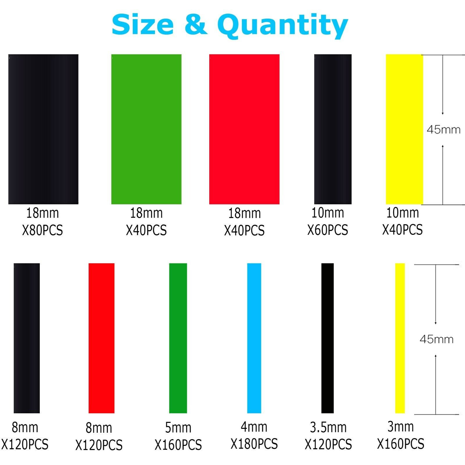 1328 Pcs HEAT SHRINK Tubing Sleeve 2:1 Shrinkable Tube Wire Cable Assortment Kit