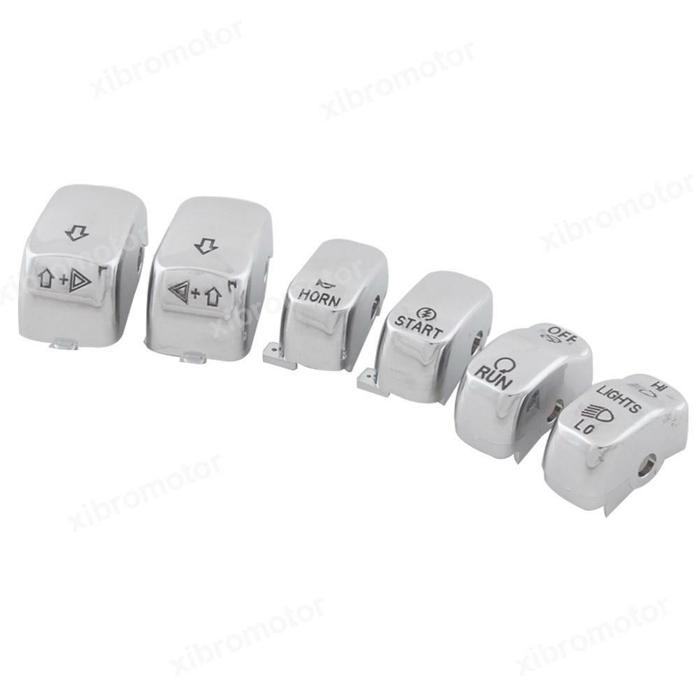 Chrome Switch Housing Cover+6pcs Hand Control Button Switch Caps Fit For Harley