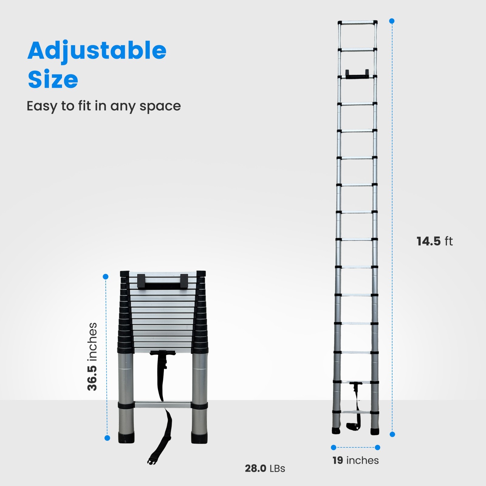 SROODTUO RV Telescoping Ladder 14.5ft Compatible with Lippert On-The-Go