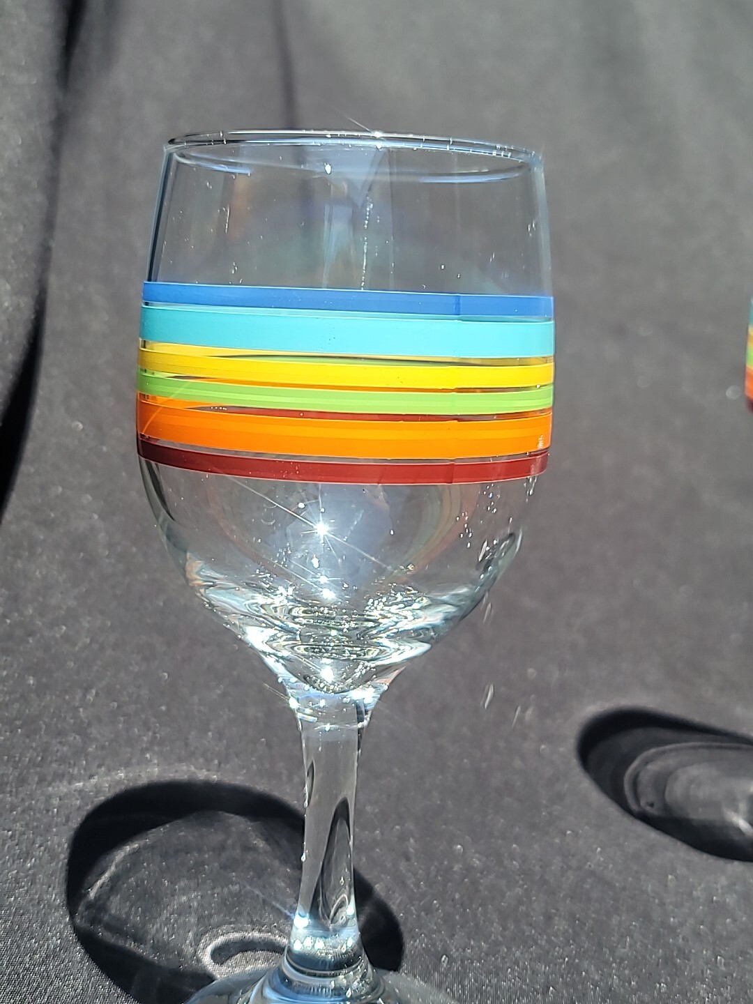 Set of 4 Vintage Libbey Mambo Fiesta Striped Summer Wine Glasses Goblet Rainbow