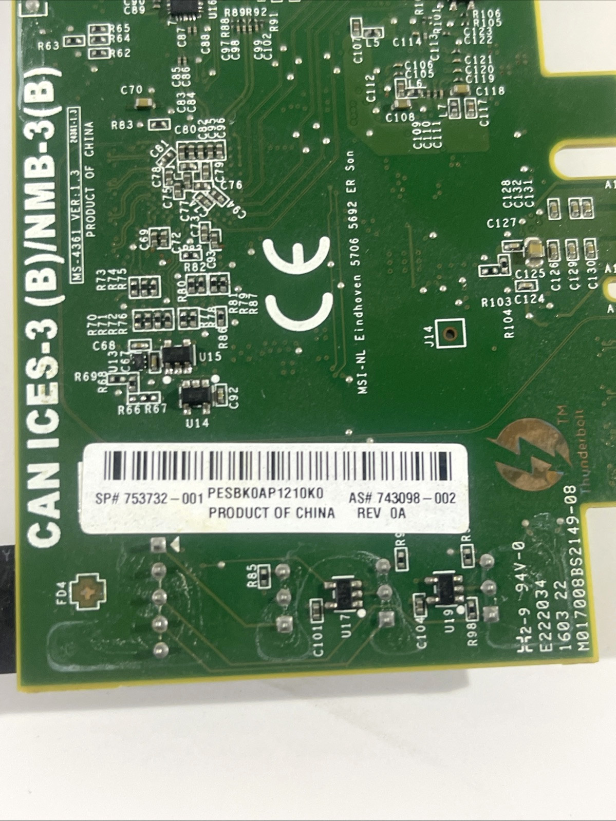 HP Z440 Z640 Z840 Thunderbolt-2 Expansion Card MS-4361 753732-001 W/ CABLE