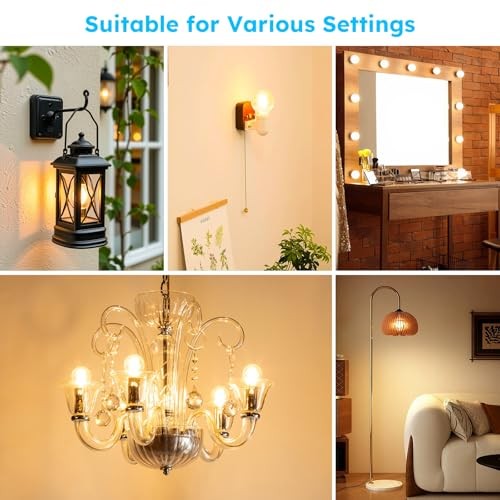 E12 G16.5 Candelabra Bulb, G16.5 Round Small Globe LED 6 Pack 40w Warm White