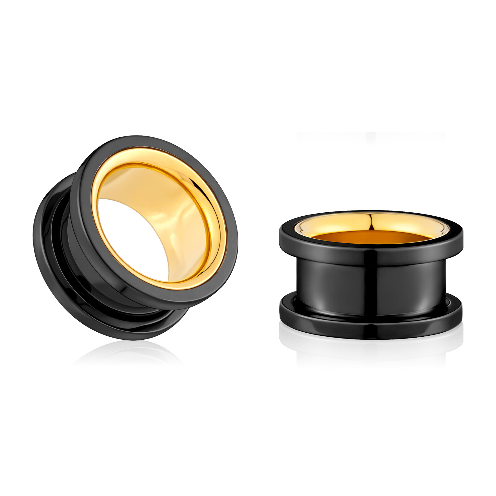 2PCS Surgical Steel Screw Flesh Tunnels Double-Colors Ear Plugs Gauges Piercing