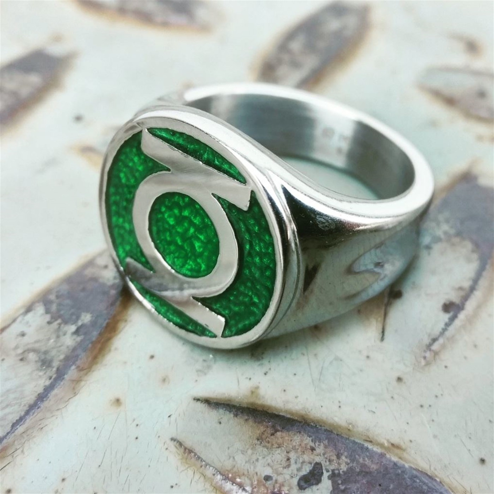 Green Lantern Symbol Stainless Steel Ring Green